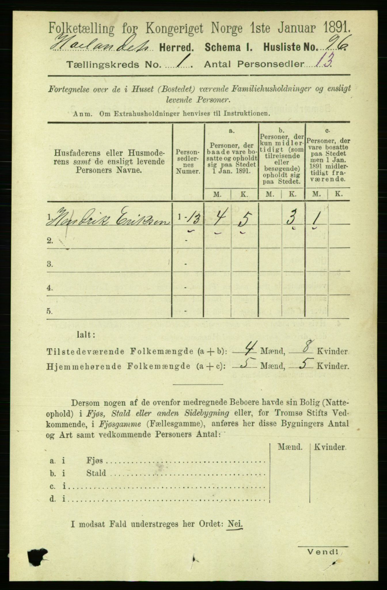 RA, Folketelling 1891 for 1651 Hølonda herred, 1891, s. 111