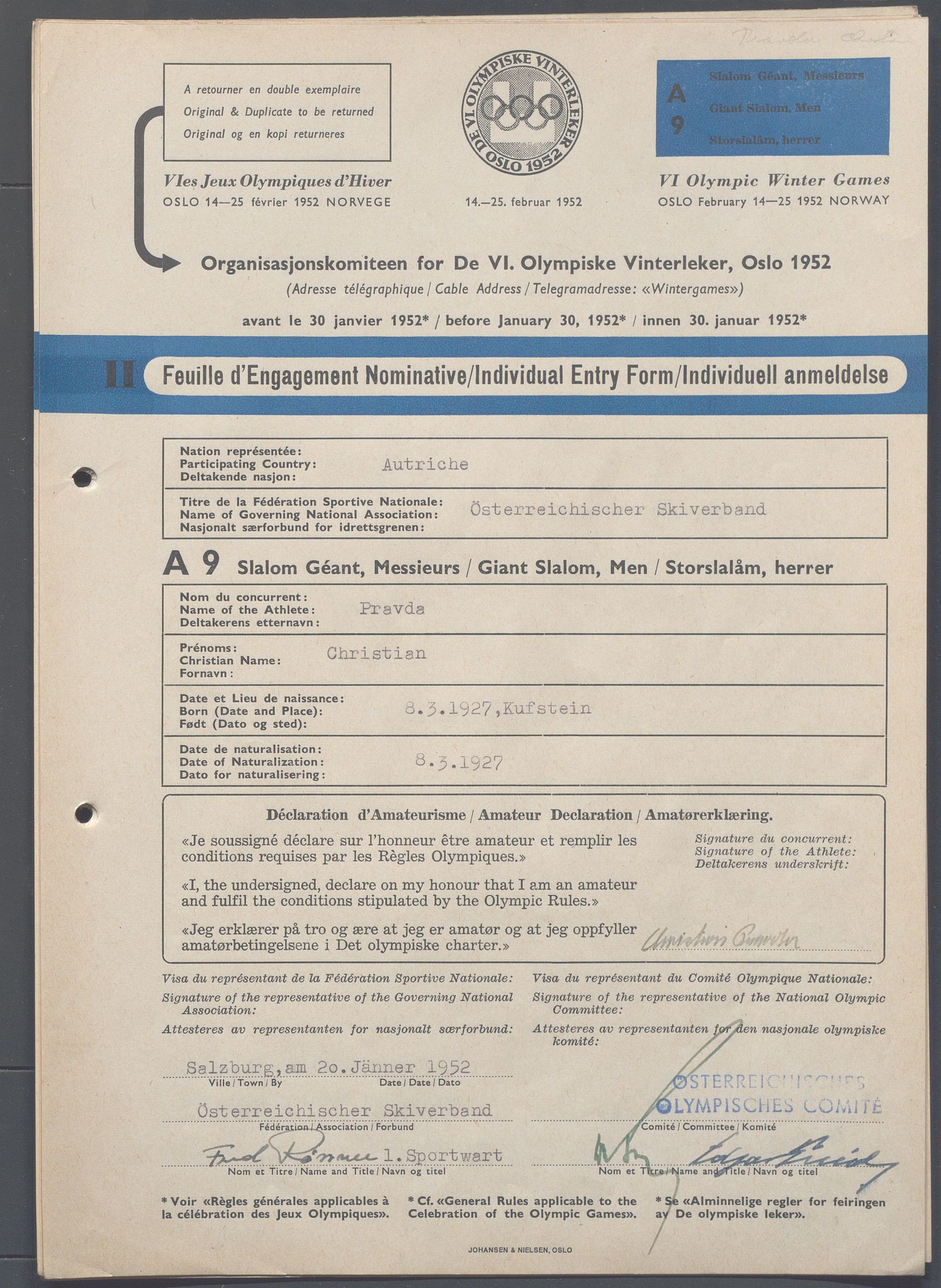 Organisasjonskomiteen for de VI. olympiske vinterleker, OBA/A-20130/H/Ha, 1951-1952, s. 720