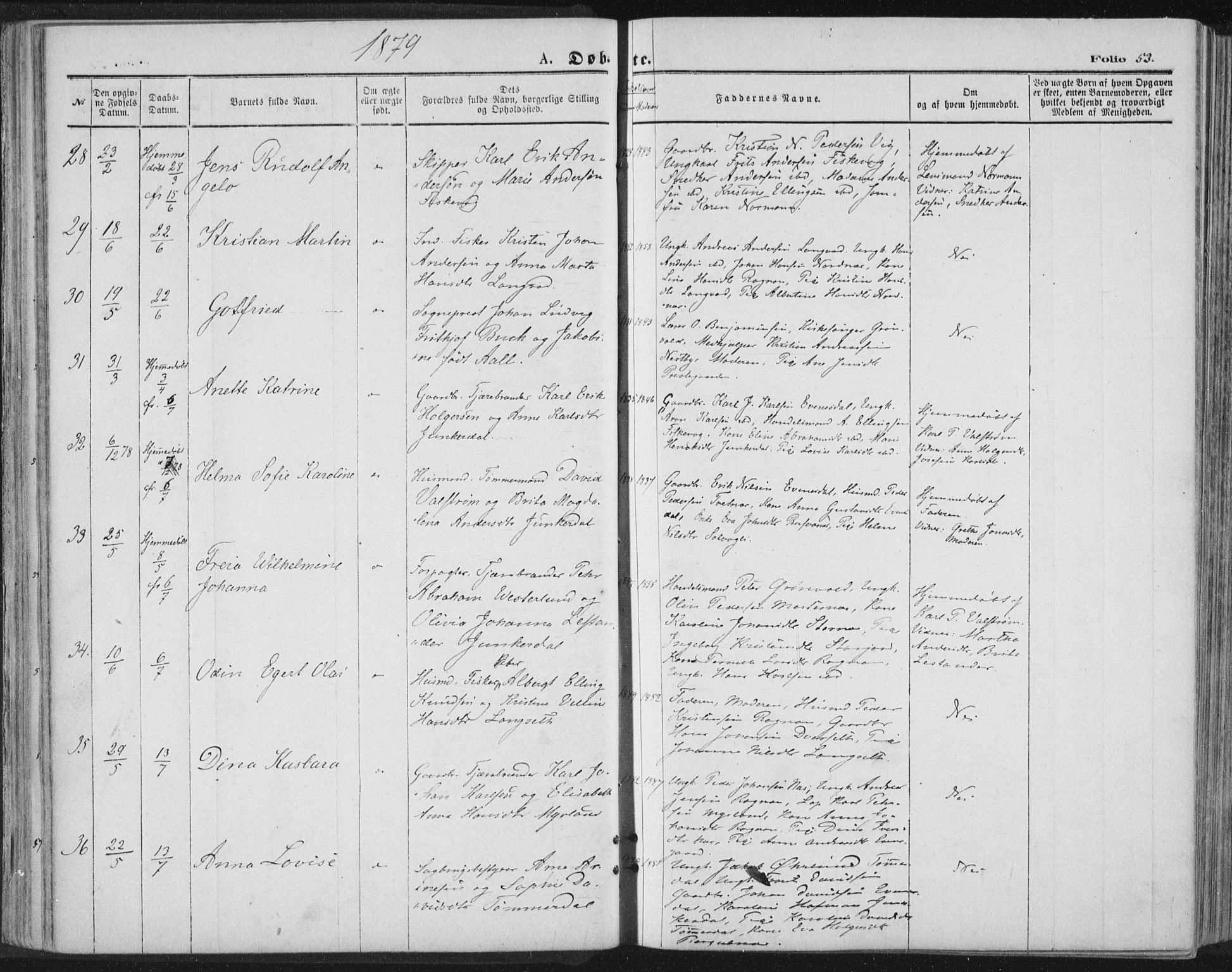 Ministerialprotokoller, klokkerbøker og fødselsregistre - Nordland, AV/SAT-A-1459/847/L0668: Ministerialbok nr. 847A08, 1872-1886, s. 53