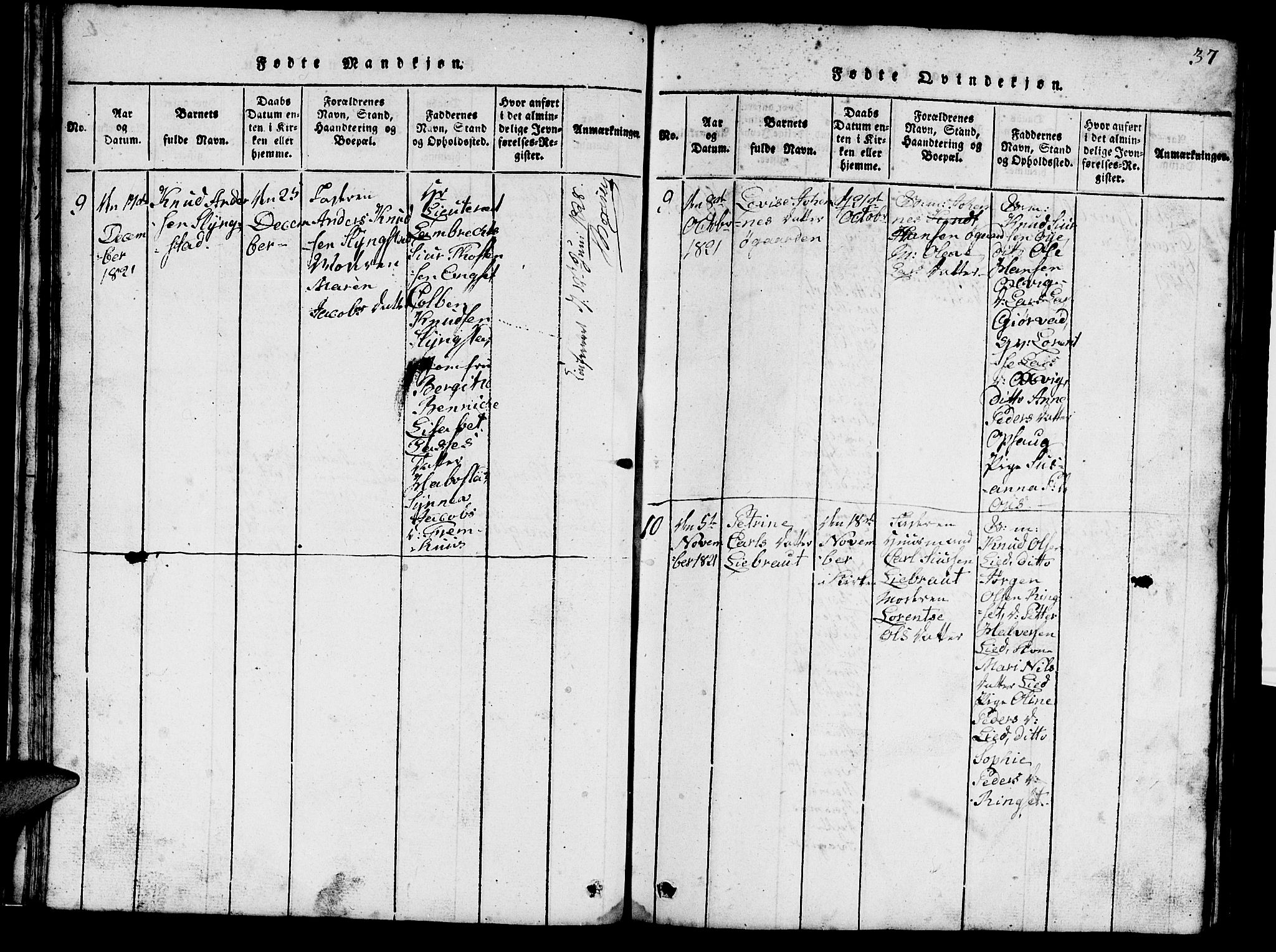 Ministerialprotokoller, klokkerbøker og fødselsregistre - Møre og Romsdal, AV/SAT-A-1454/520/L0289: Klokkerbok nr. 520C01, 1817-1837, s. 37