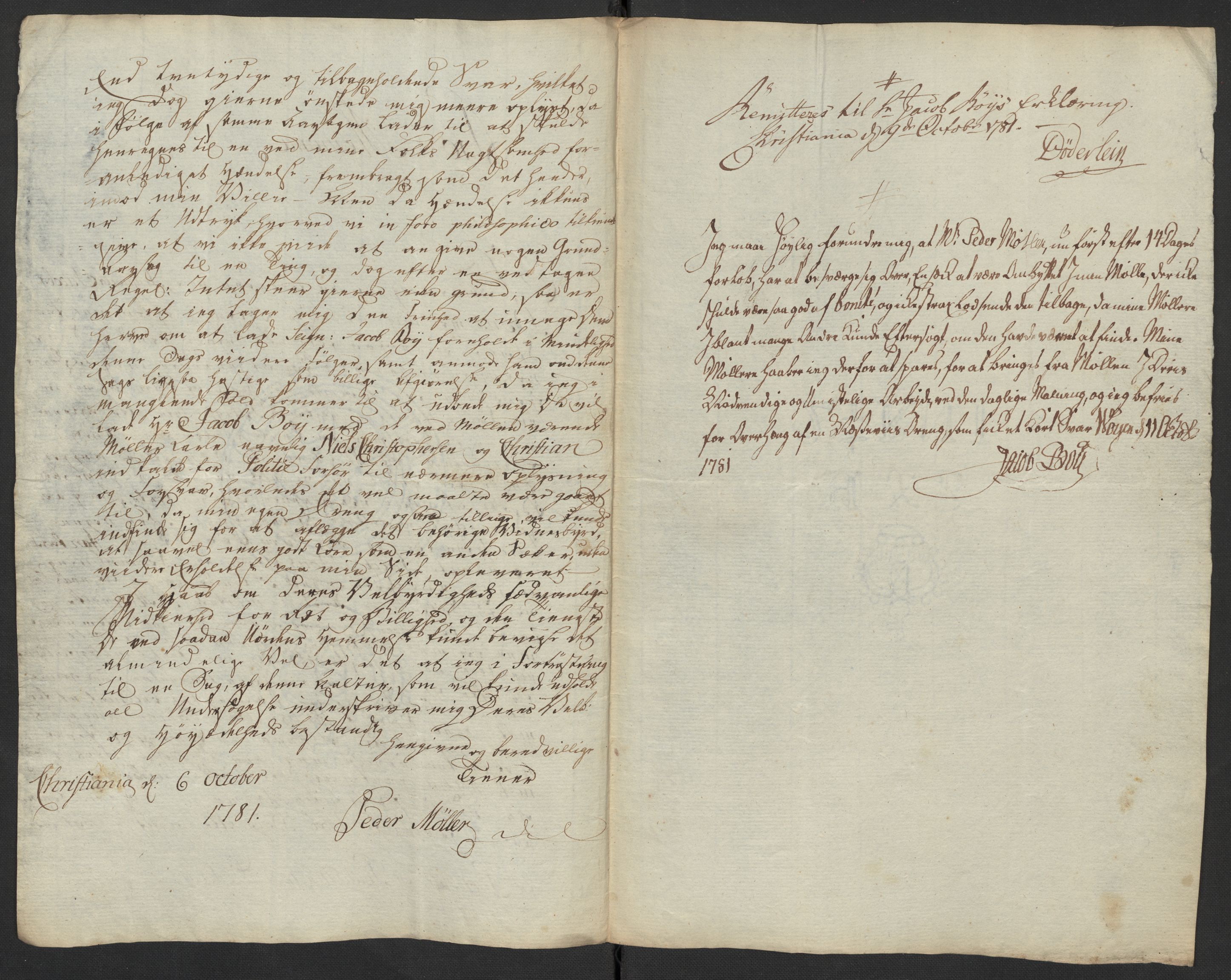 Oslo politidistrikt, AV/SAO-A-10085/D/Da/L0003: Innkomne brev, pro memoria m.v., 1781, s. 128