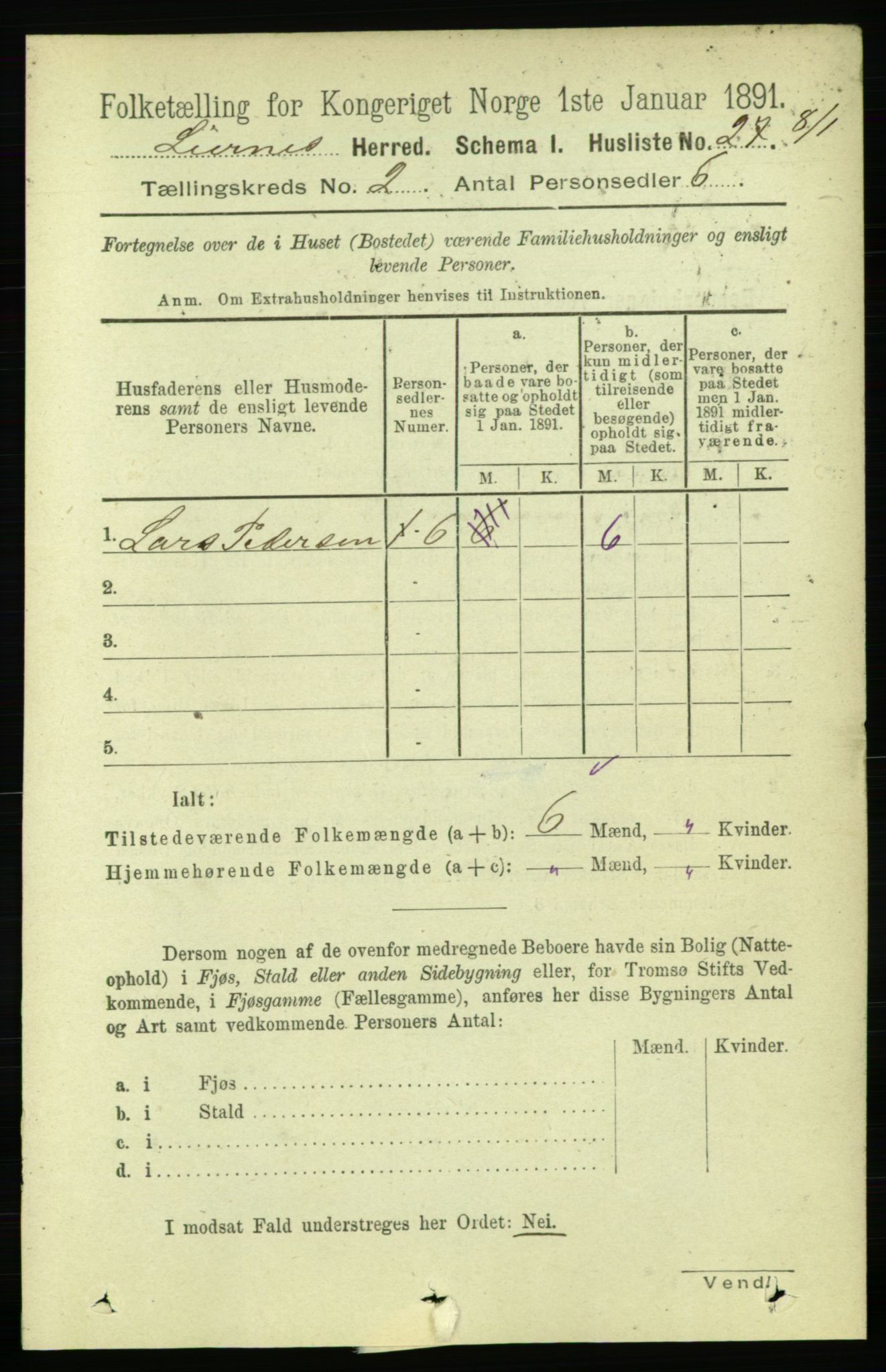 RA, Folketelling 1891 for 1737 Lierne herred, 1891, s. 528