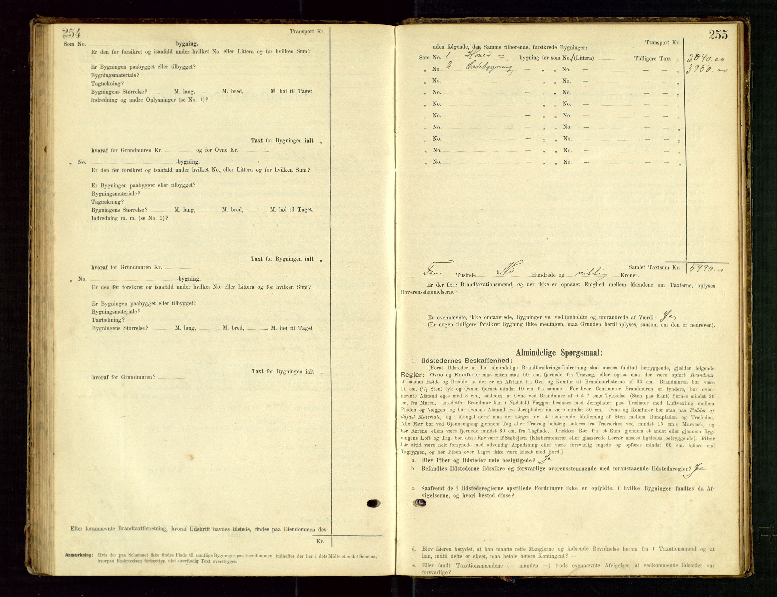 Hå lensmannskontor, AV/SAST-A-100456/Goa/L0003: Takstprotokoll (skjema), 1895-1911, s. 254-255