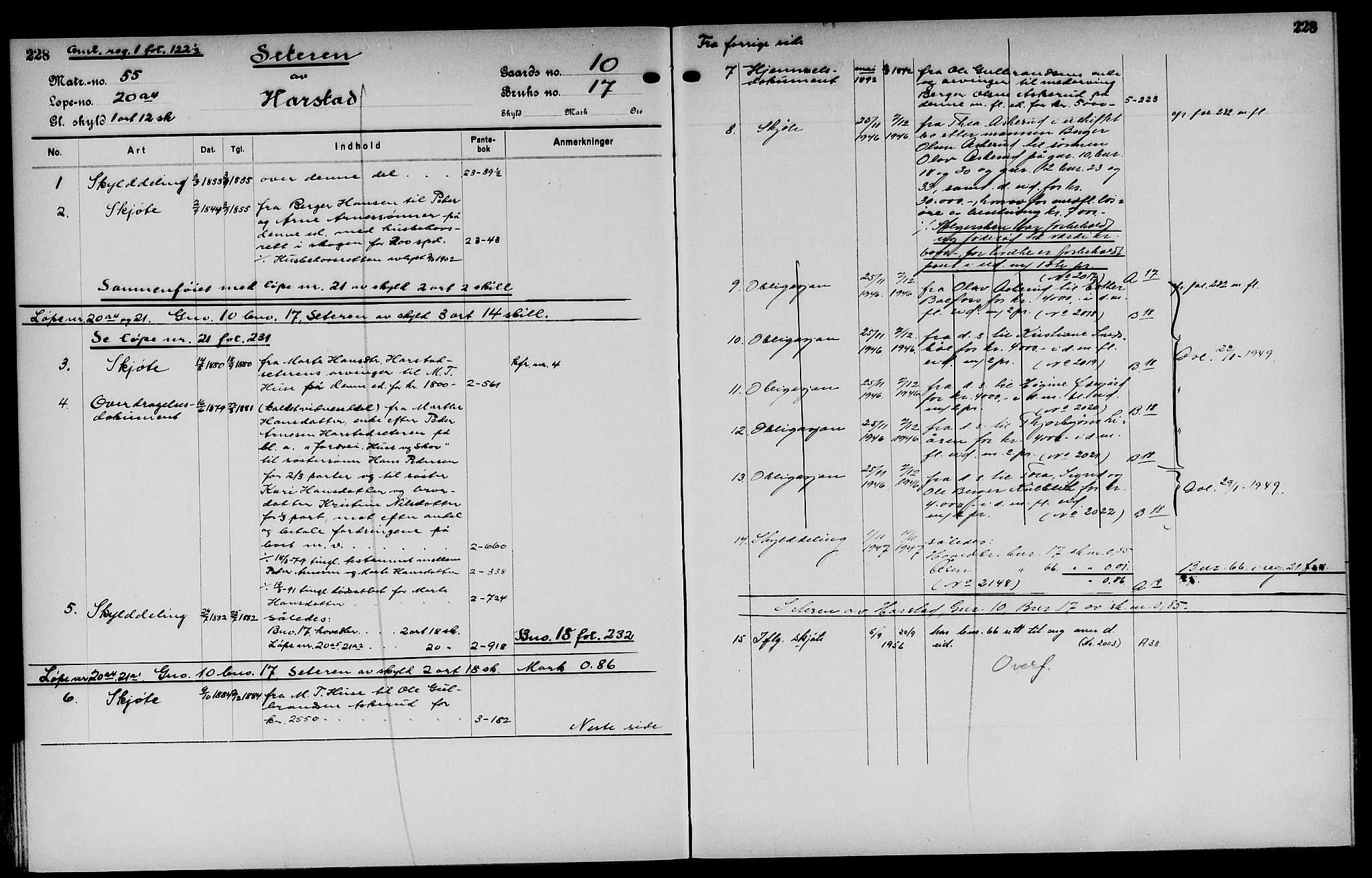 Vinger og Odal sorenskriveri, AV/SAH-TING-022/H/Ha/Hac/Hacd/L0002: Panteregister nr. 3.2, 1932, s. 228