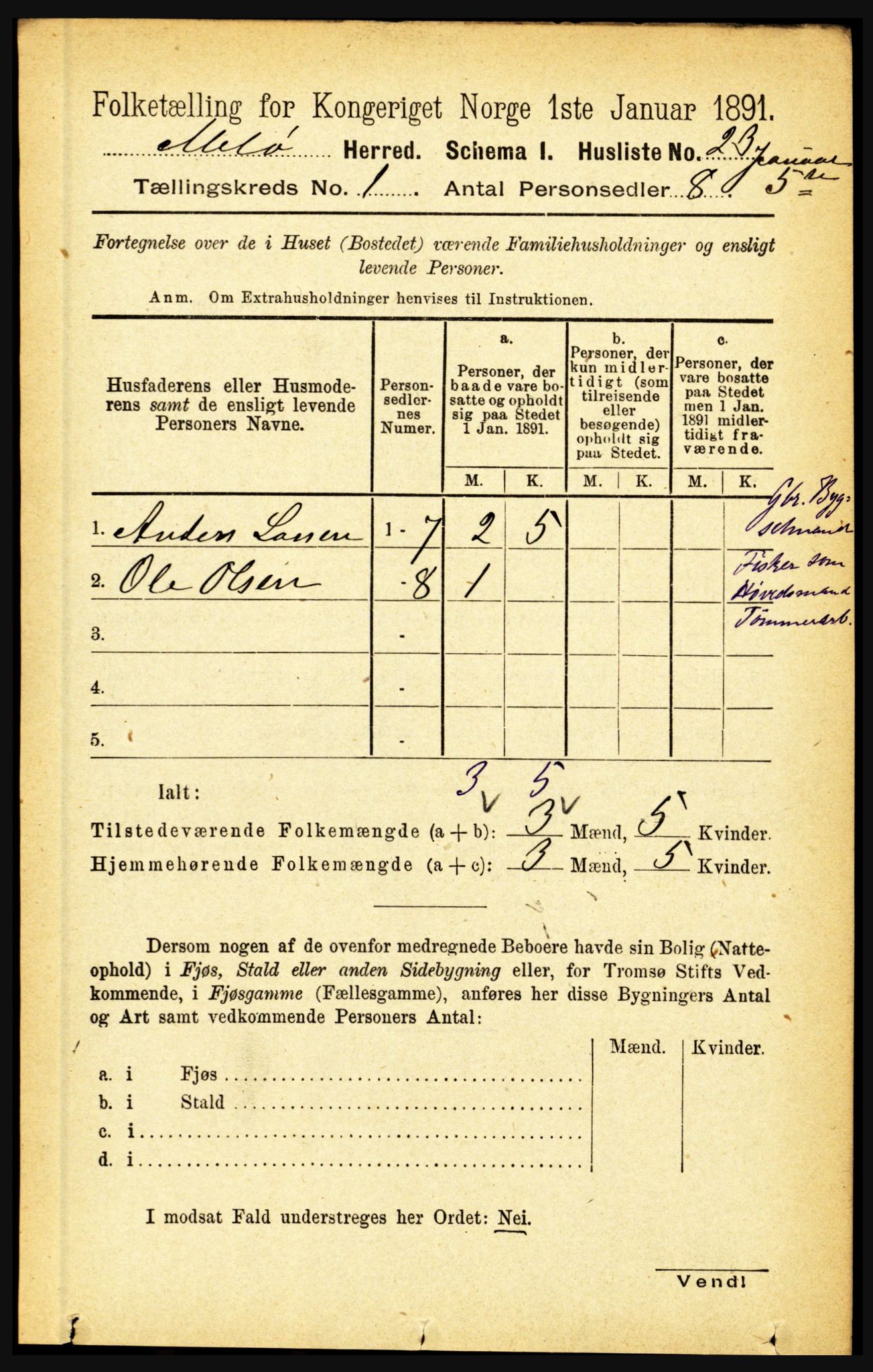 RA, Folketelling 1891 for 1837 Meløy herred, 1891, s. 47