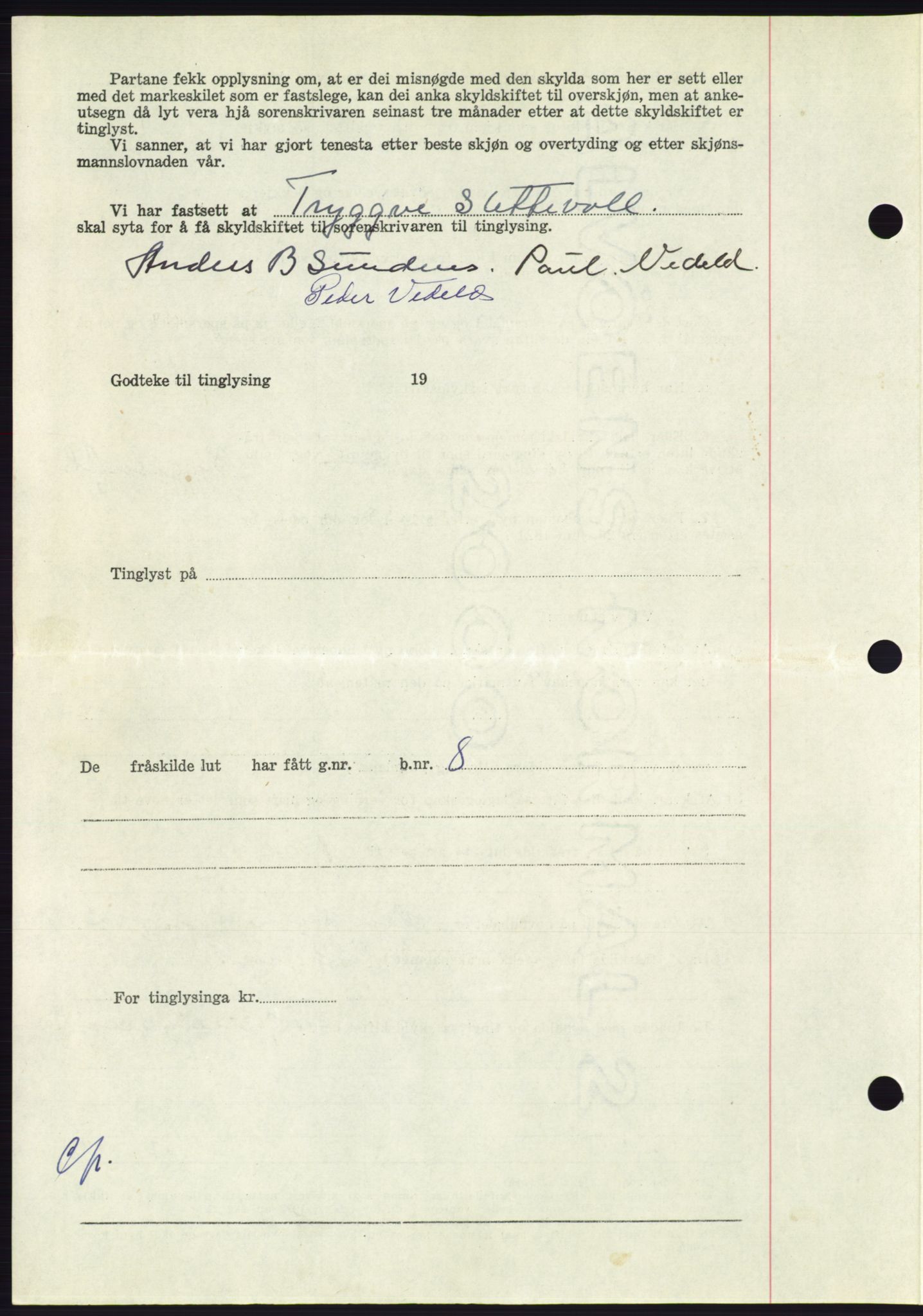 Søre Sunnmøre sorenskriveri, AV/SAT-A-4122/1/2/2C/L0099: Pantebok nr. 25A, 1954-1954, Dagboknr: 2785/1954