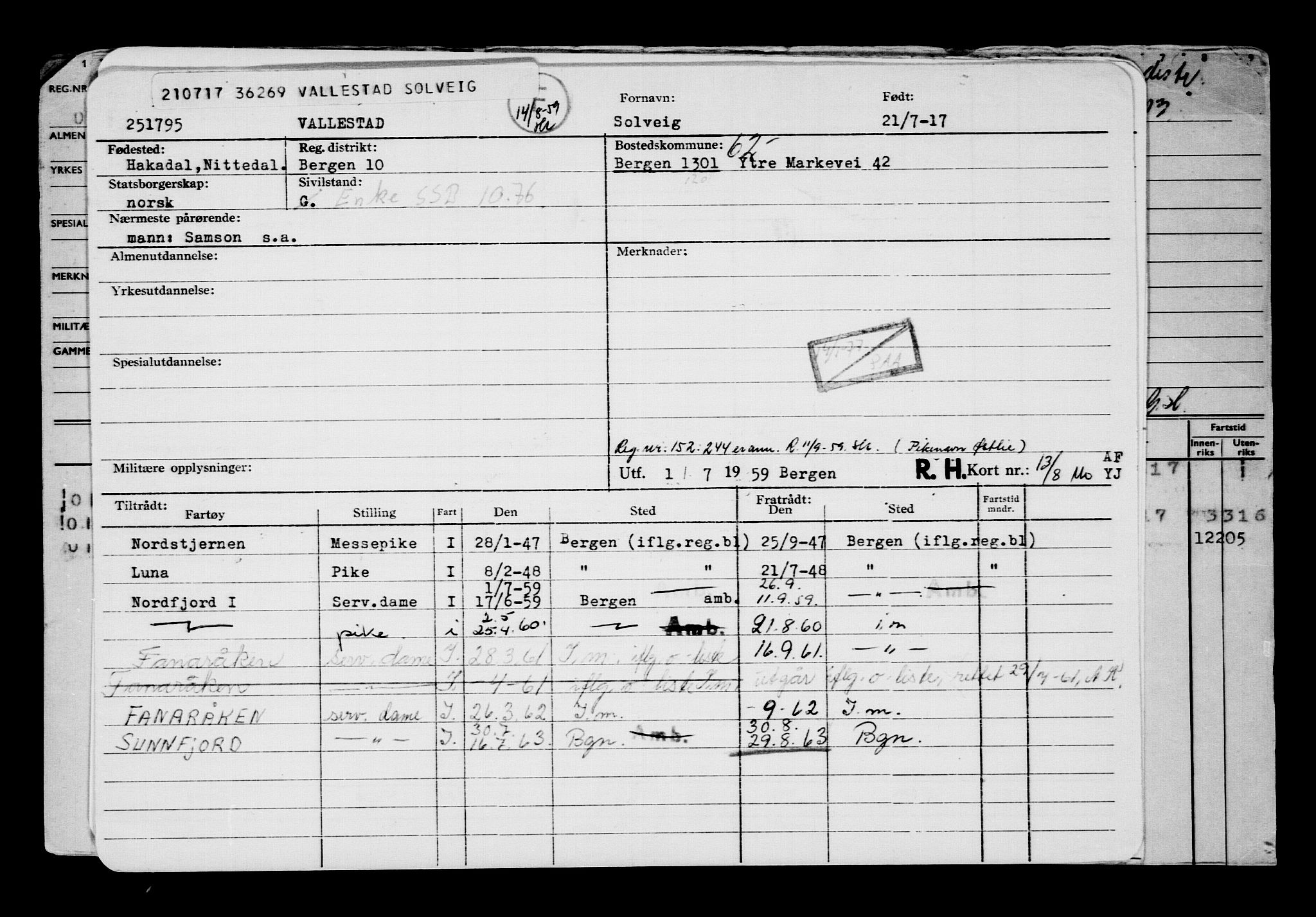 Direktoratet for sjømenn, AV/RA-S-3545/G/Gb/L0150: Hovedkort, 1917, s. 407