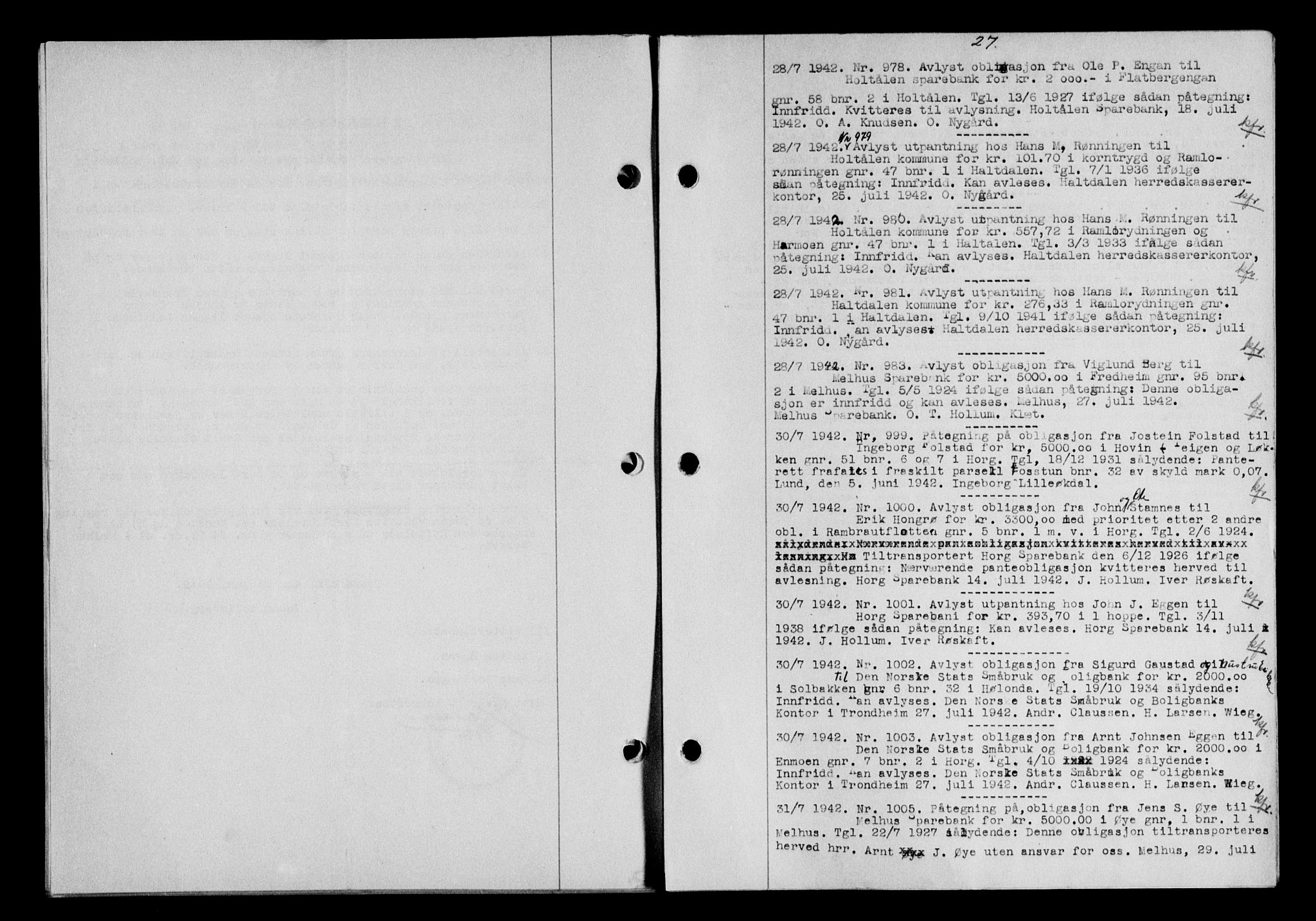 Gauldal sorenskriveri, SAT/A-0014/1/2/2C/L0055: Pantebok nr. 60, 1942-1942, Dagboknr: 978/1942