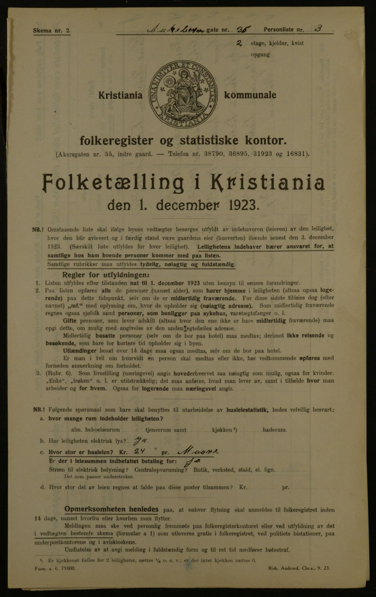 OBA, Kommunal folketelling 1.12.1923 for Kristiania, 1923, s. 143751