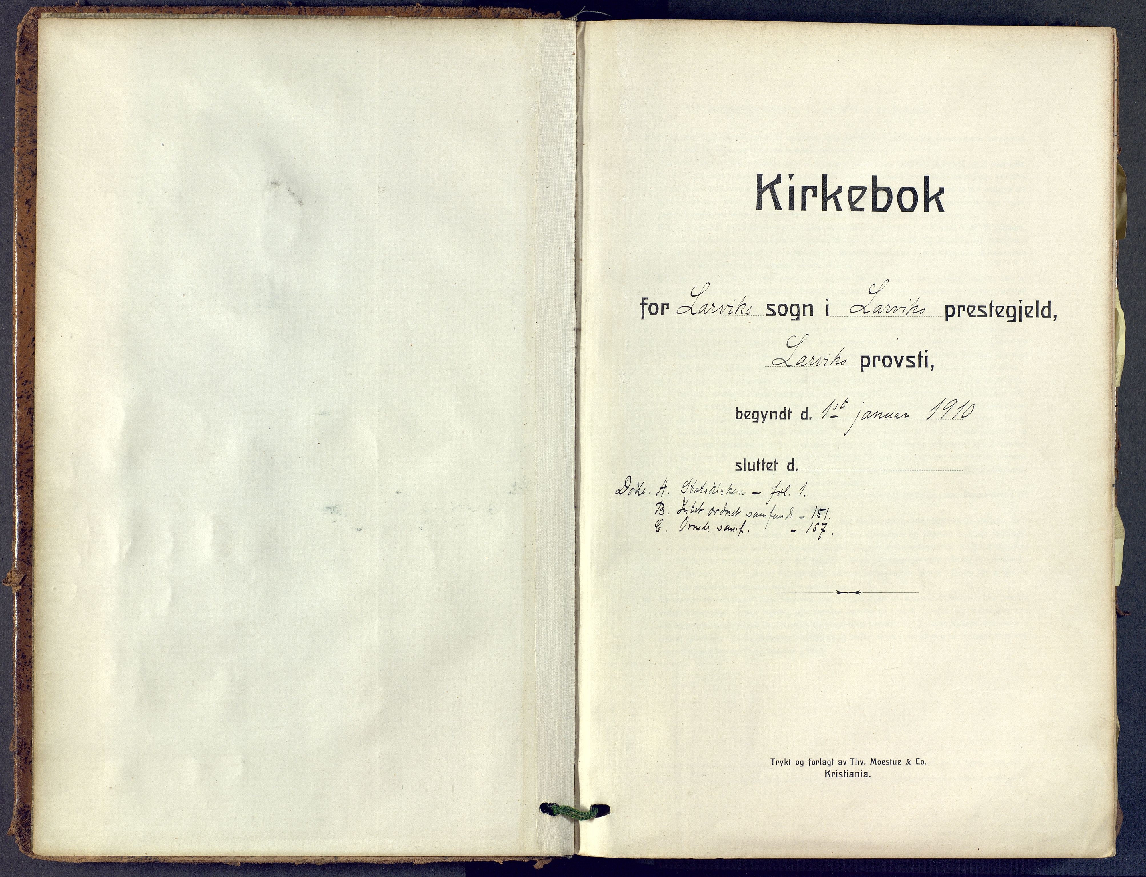 Larvik kirkebøker, SAKO/A-352/F/Fa/L0013: Ministerialbok nr. I 13, 1910-1960