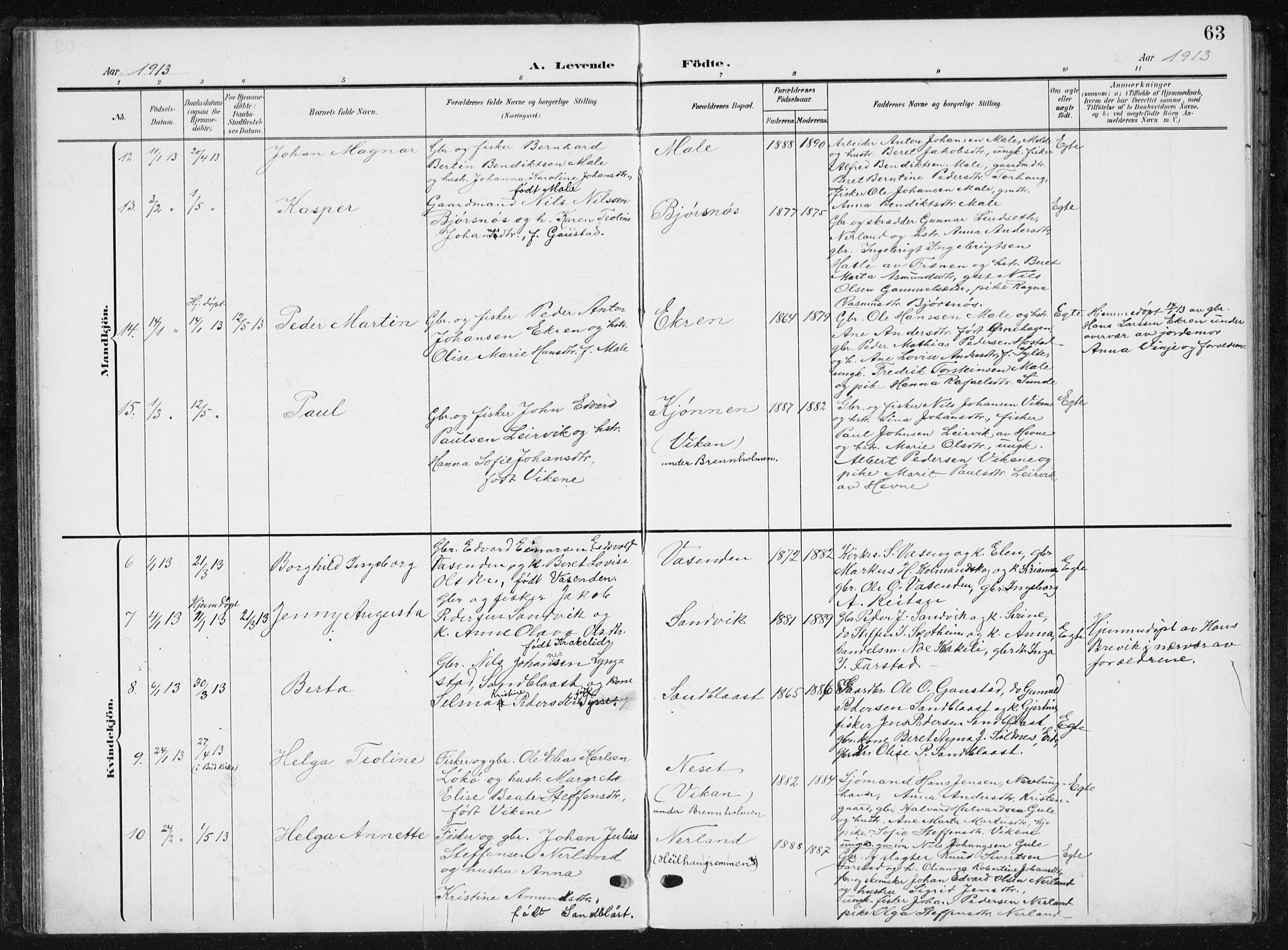 Ministerialprotokoller, klokkerbøker og fødselsregistre - Møre og Romsdal, AV/SAT-A-1454/567/L0784: Klokkerbok nr. 567C04, 1903-1938, s. 63