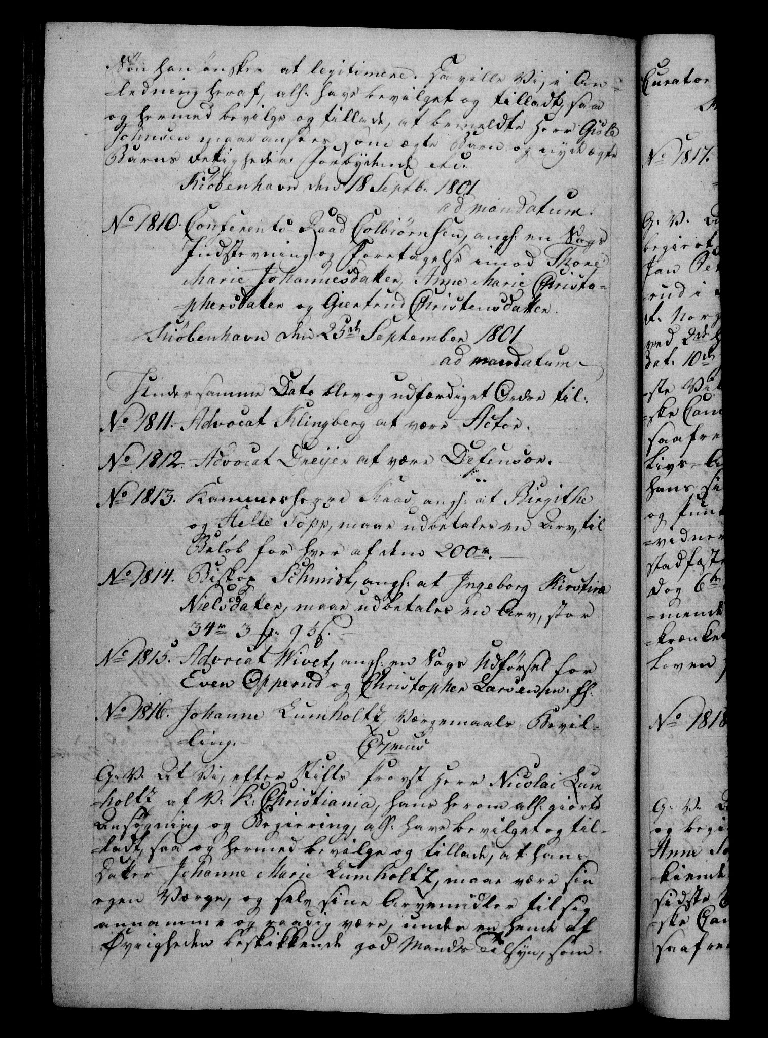 Danske Kanselli 1800-1814, RA/EA-3024/H/Hf/Hfb/Hfba/L0001: Registranter, 1800-1801, s. 429b
