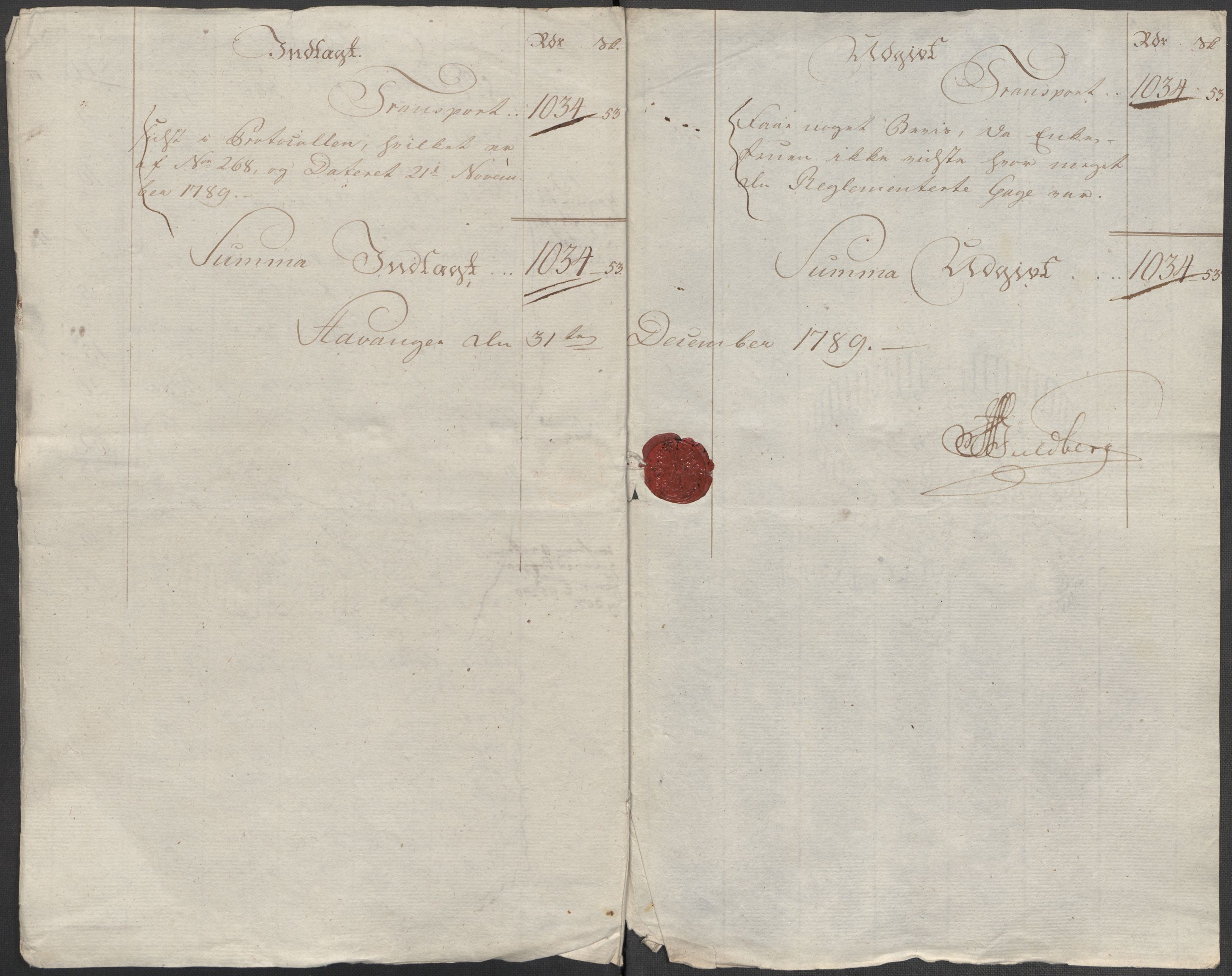 Rentekammeret inntil 1814, Reviderte regnskaper, Mindre regnskaper, AV/RA-EA-4068/Rf/Rfe/L0045: Stavanger, Stjørdal og Verdal fogderi, 1789, s. 8