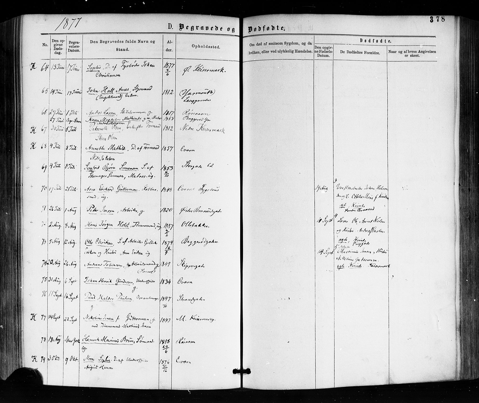 Horten kirkebøker, AV/SAKO-A-348/F/Fa/L0002: Ministerialbok nr. 2, 1872-1877, s. 378