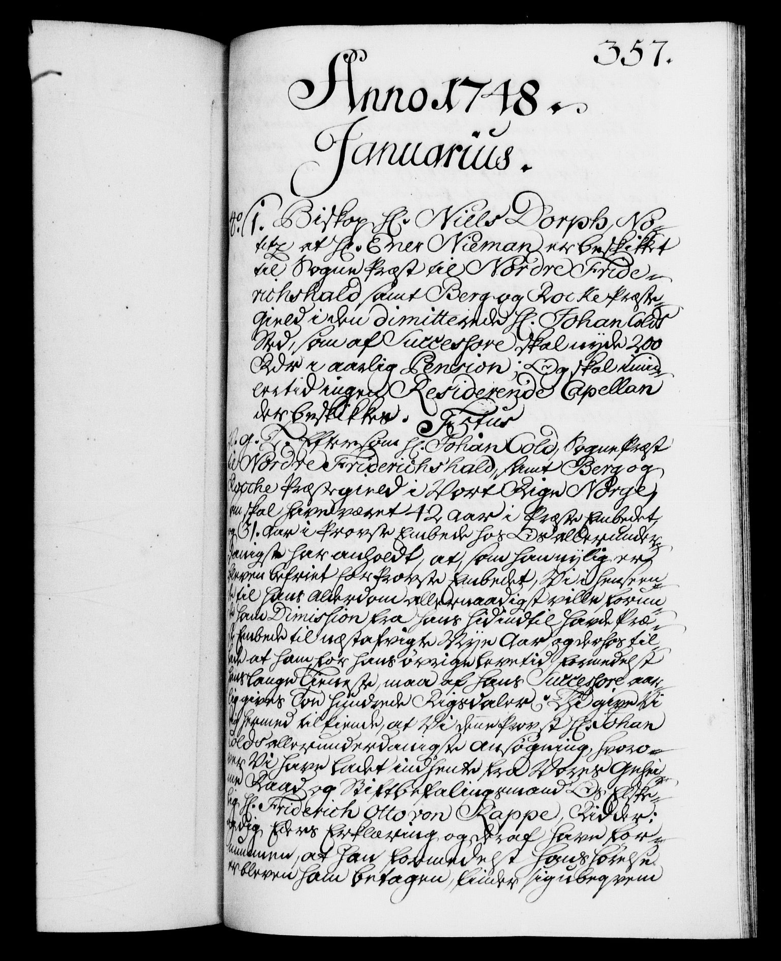 Danske Kanselli 1572-1799, RA/EA-3023/F/Fc/Fca/Fcab/L0031: Norske tegnelser, 1746-1748, s. 357a