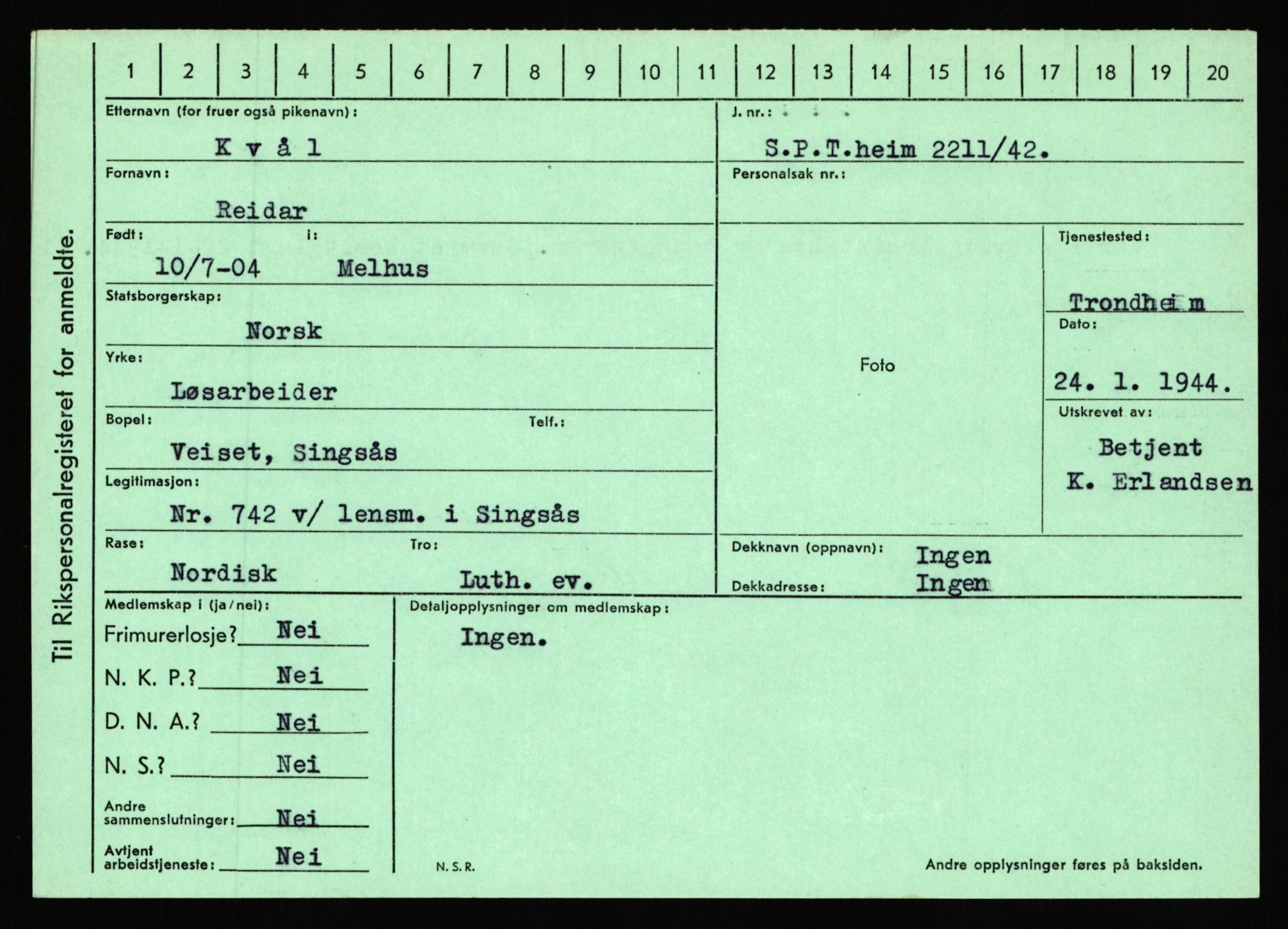 Statspolitiet - Hovedkontoret / Osloavdelingen, AV/RA-S-1329/C/Ca/L0009: Knutsen - Limstrand, 1943-1945, s. 2092