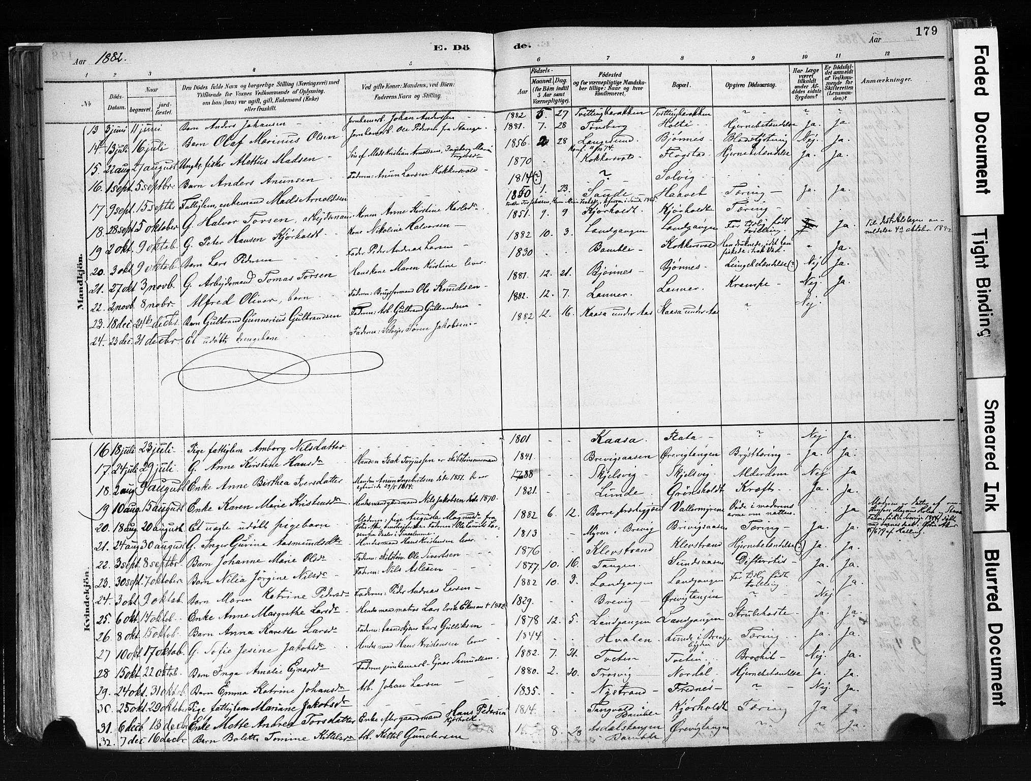 Eidanger kirkebøker, AV/SAKO-A-261/F/Fa/L0012: Ministerialbok nr. 12, 1879-1900, s. 179
