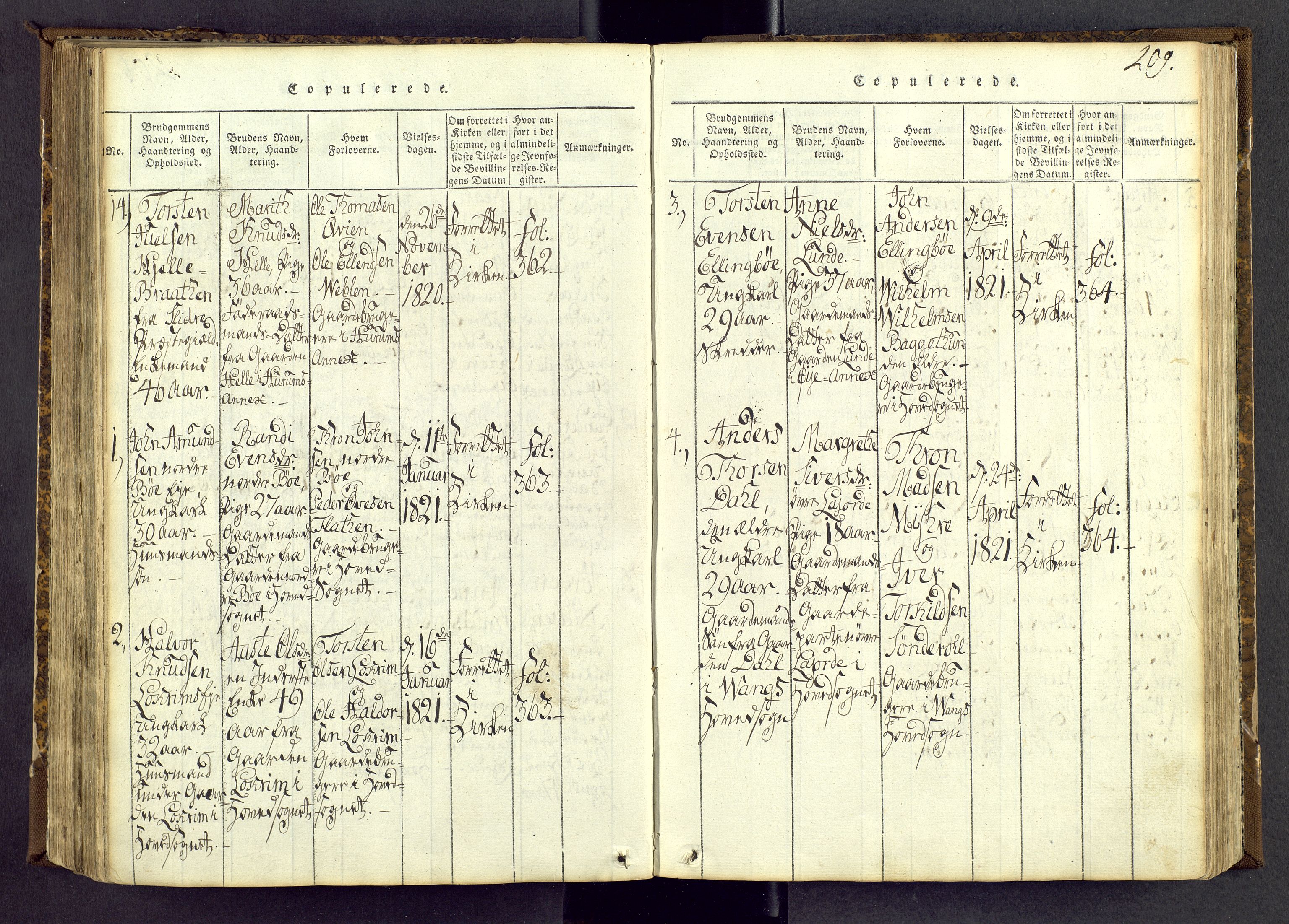 Vang prestekontor, Valdres, AV/SAH-PREST-140/H/Ha/L0004: Ministerialbok nr. 4, 1814-1831, s. 209