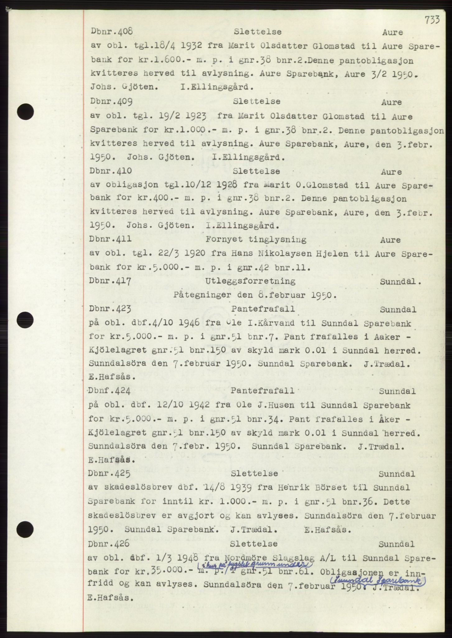 Nordmøre sorenskriveri, SAT/A-4132/1/2/2Ca: Pantebok nr. C82b, 1946-1951, Dagboknr: 408/1950