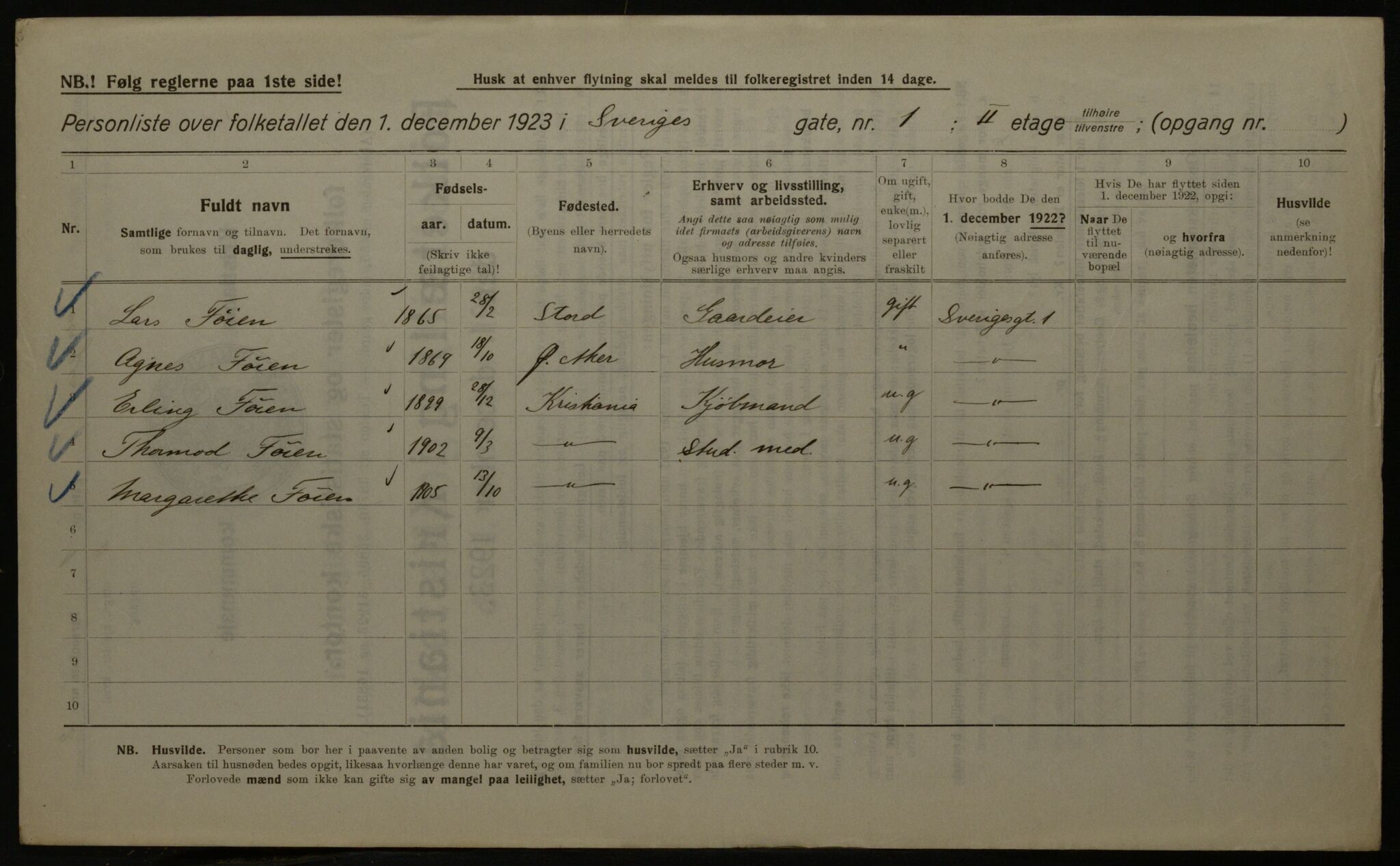 OBA, Kommunal folketelling 1.12.1923 for Kristiania, 1923, s. 117181