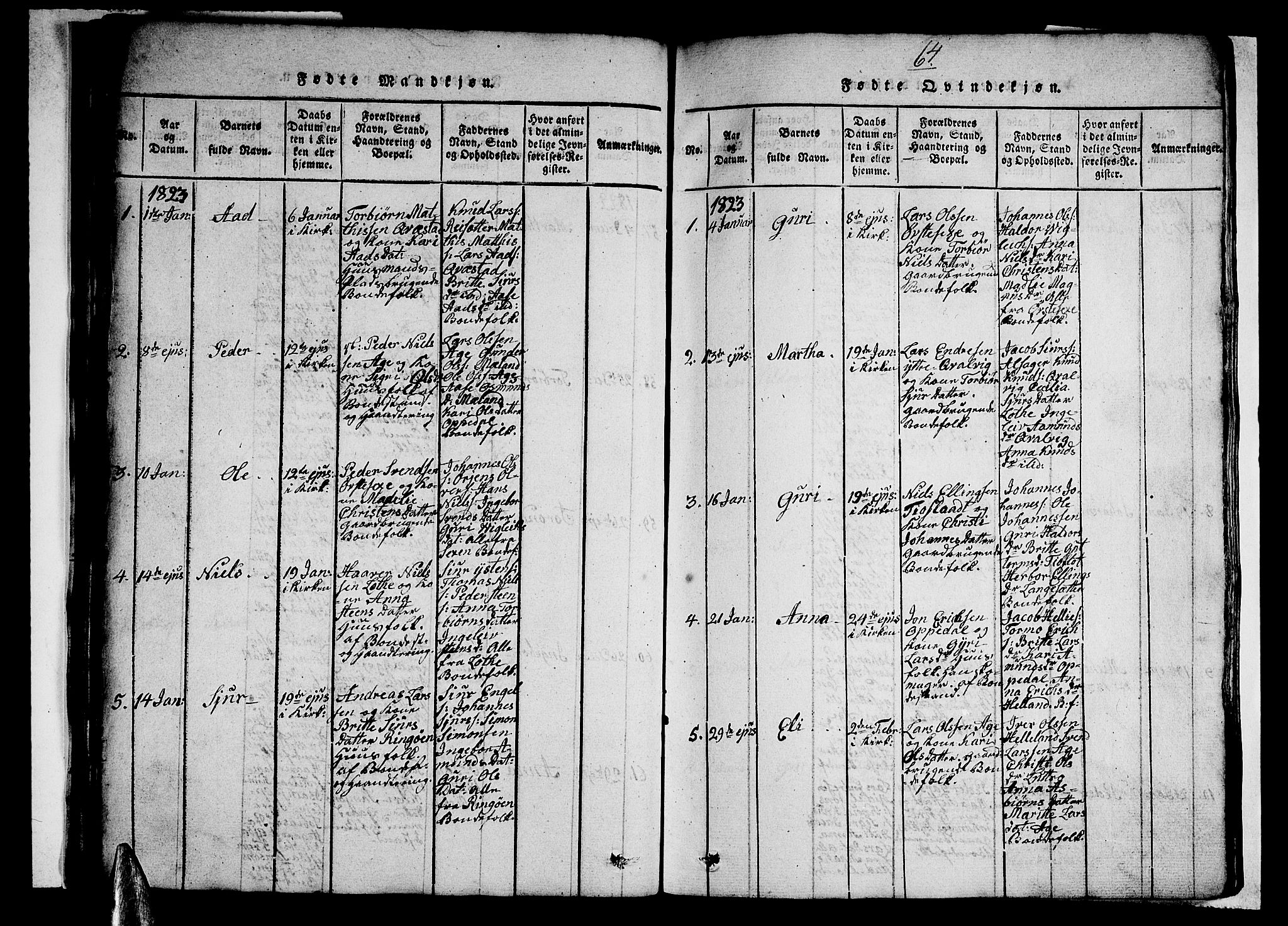 Ullensvang sokneprestembete, SAB/A-78701/H/Hab: Klokkerbok nr. A 3, 1817-1825, s. 64
