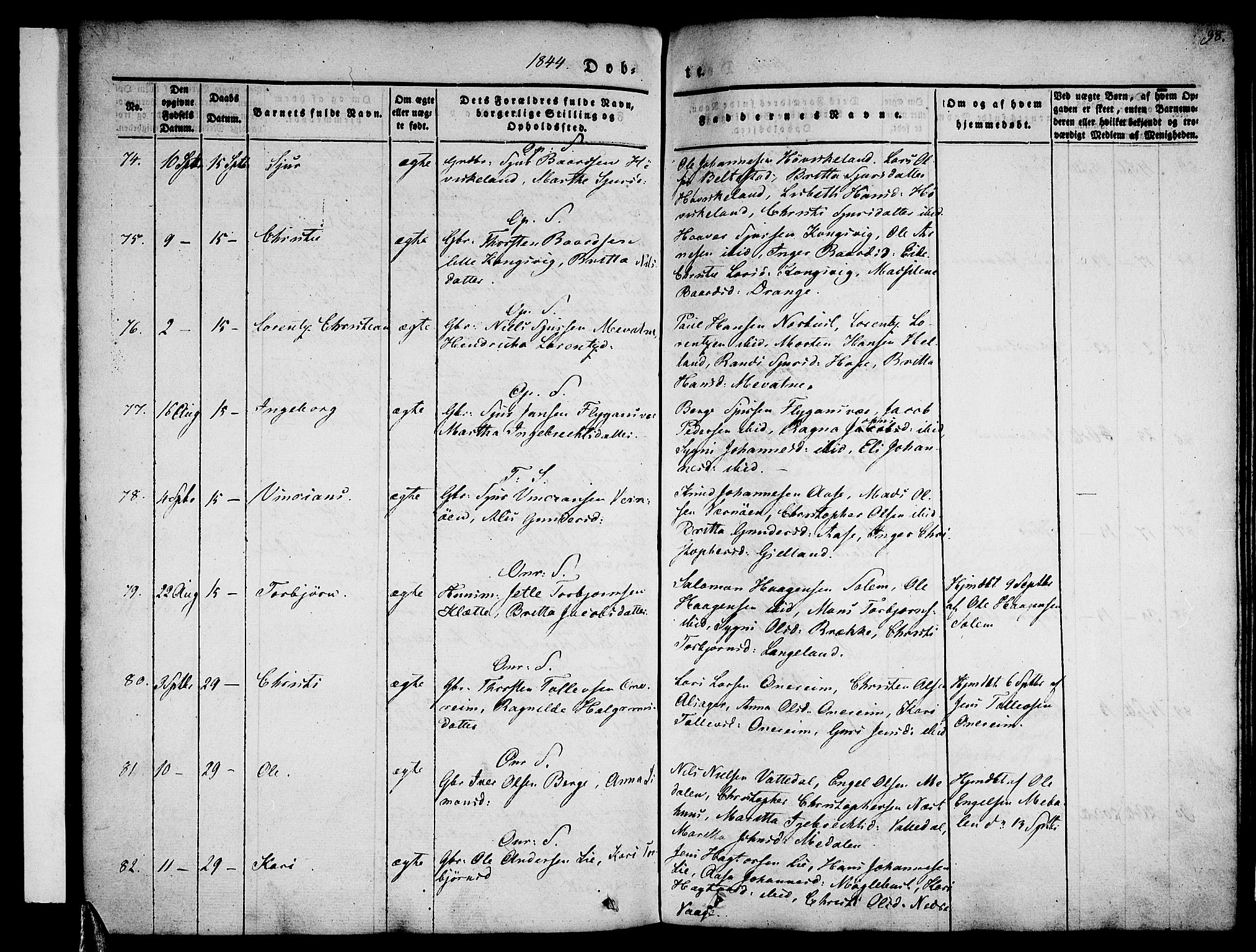 Tysnes sokneprestembete, AV/SAB-A-78601/H/Haa: Ministerialbok nr. A 9, 1837-1848, s. 98