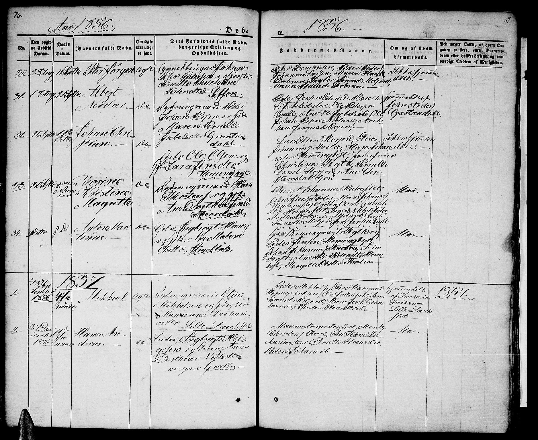 Ministerialprotokoller, klokkerbøker og fødselsregistre - Nordland, AV/SAT-A-1459/846/L0652: Klokkerbok nr. 846C02, 1841-1871, s. 76
