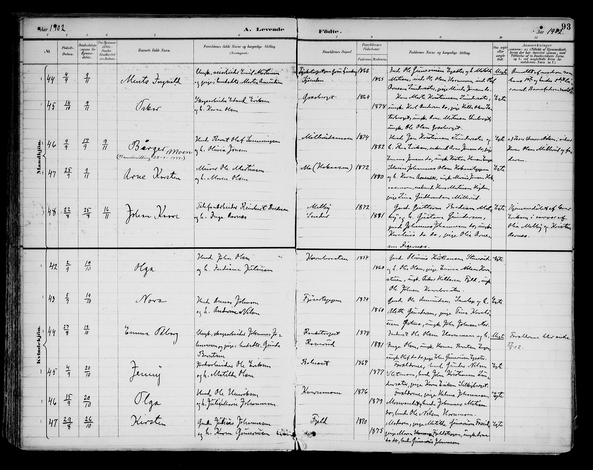 Brandval prestekontor, AV/SAH-PREST-034/H/Ha/Haa/L0003: Ministerialbok nr. 3, 1894-1909, s. 93