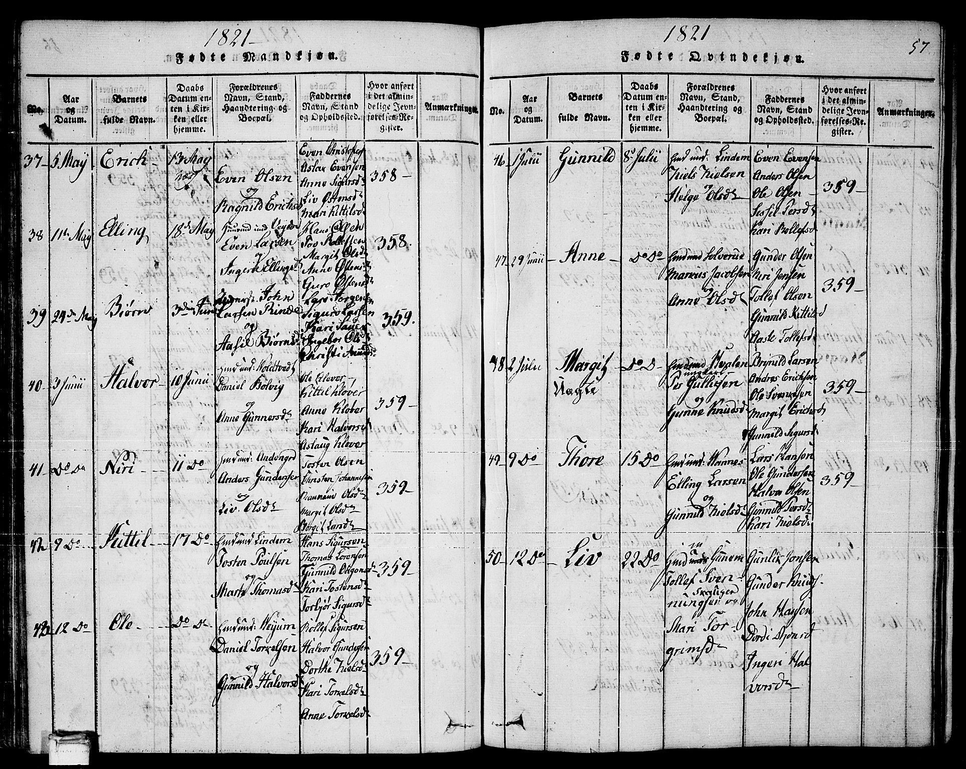 Sauherad kirkebøker, AV/SAKO-A-298/F/Fa/L0005: Ministerialbok nr. I 5, 1815-1829, s. 57