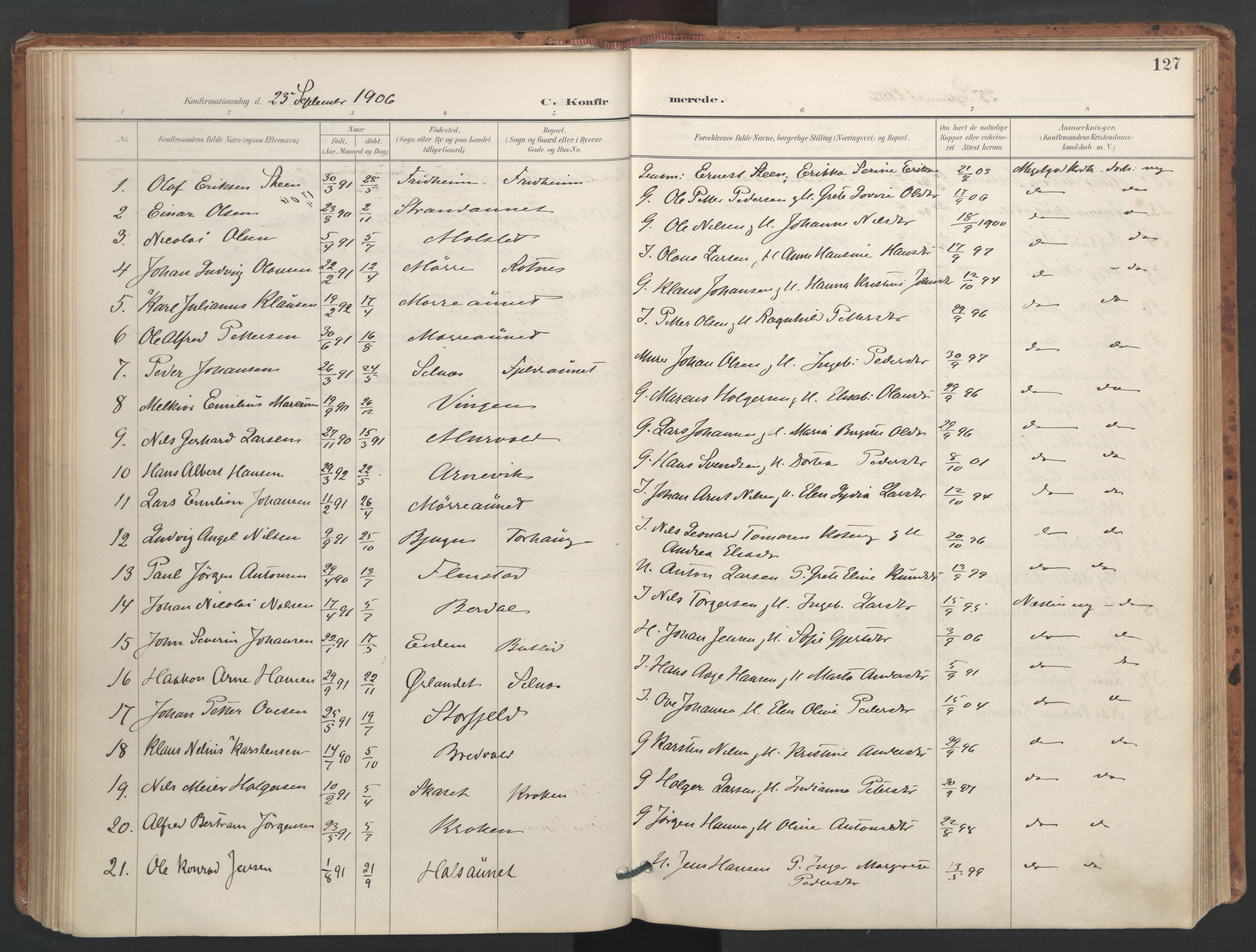 Ministerialprotokoller, klokkerbøker og fødselsregistre - Sør-Trøndelag, AV/SAT-A-1456/655/L0681: Ministerialbok nr. 655A10, 1895-1907, s. 127