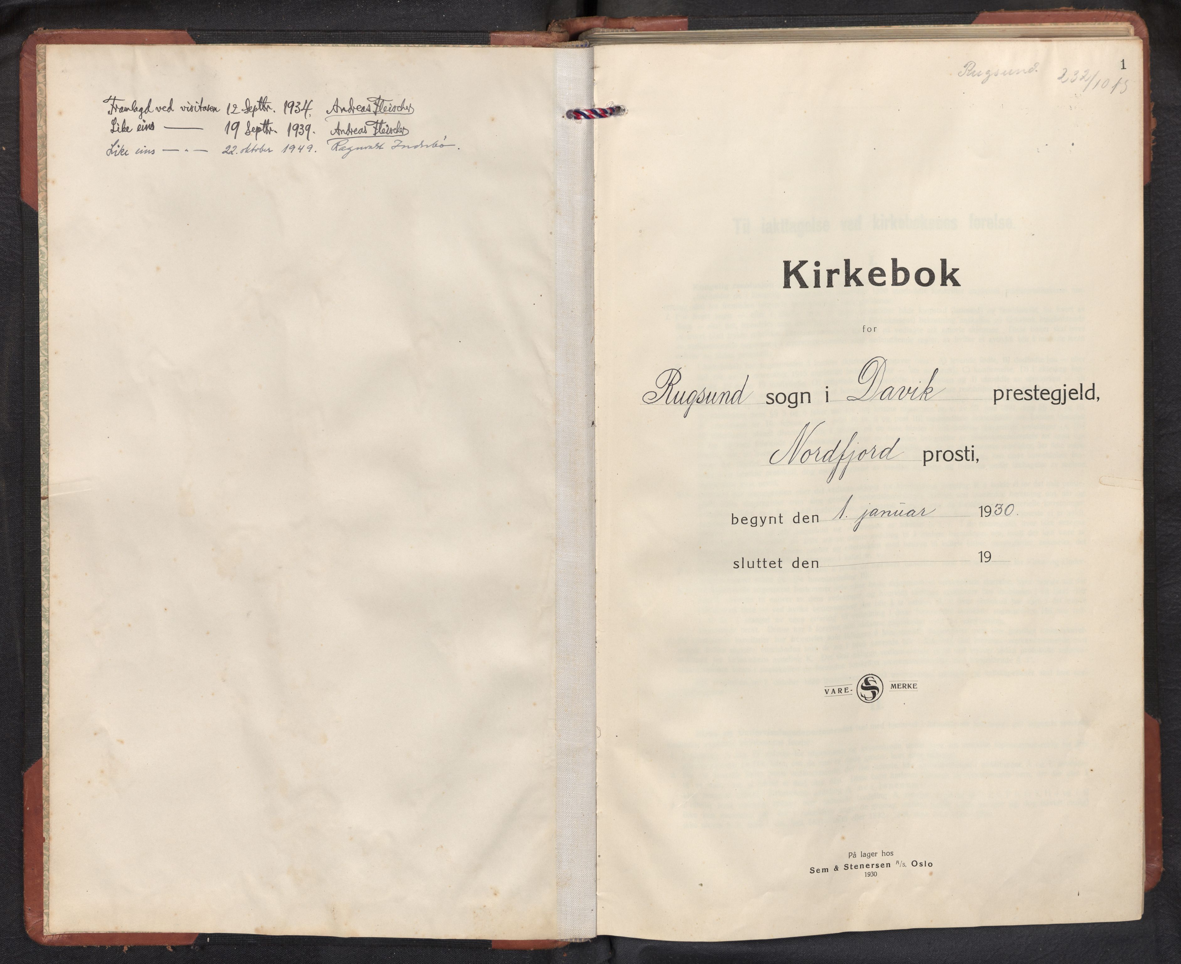 Davik sokneprestembete, SAB/A-79701/H/Hab/Habc/L0004: Klokkerbok nr. C 4, 1930-1952, s. 0b-1a