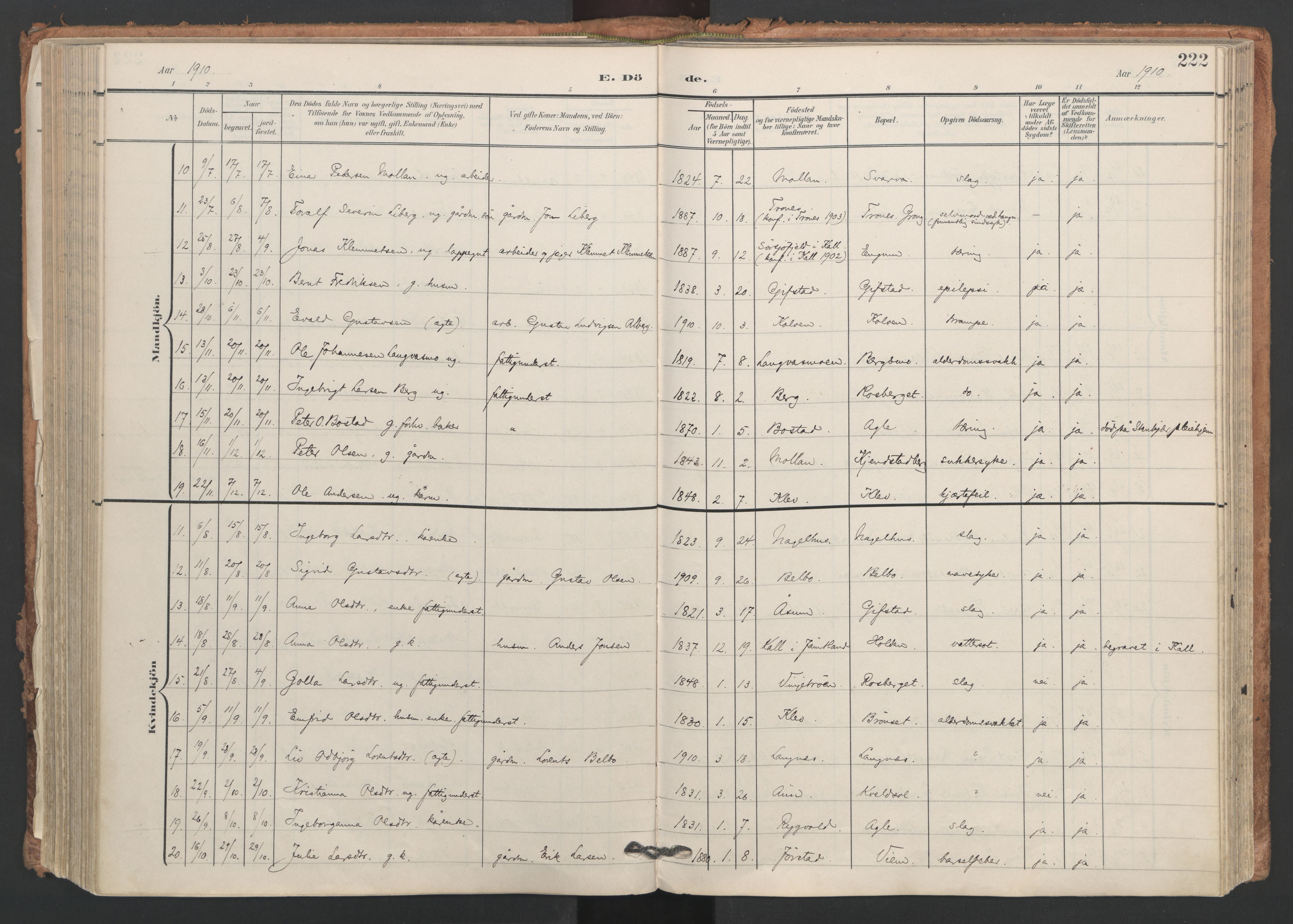 Ministerialprotokoller, klokkerbøker og fødselsregistre - Nord-Trøndelag, AV/SAT-A-1458/749/L0477: Ministerialbok nr. 749A11, 1902-1927, s. 222