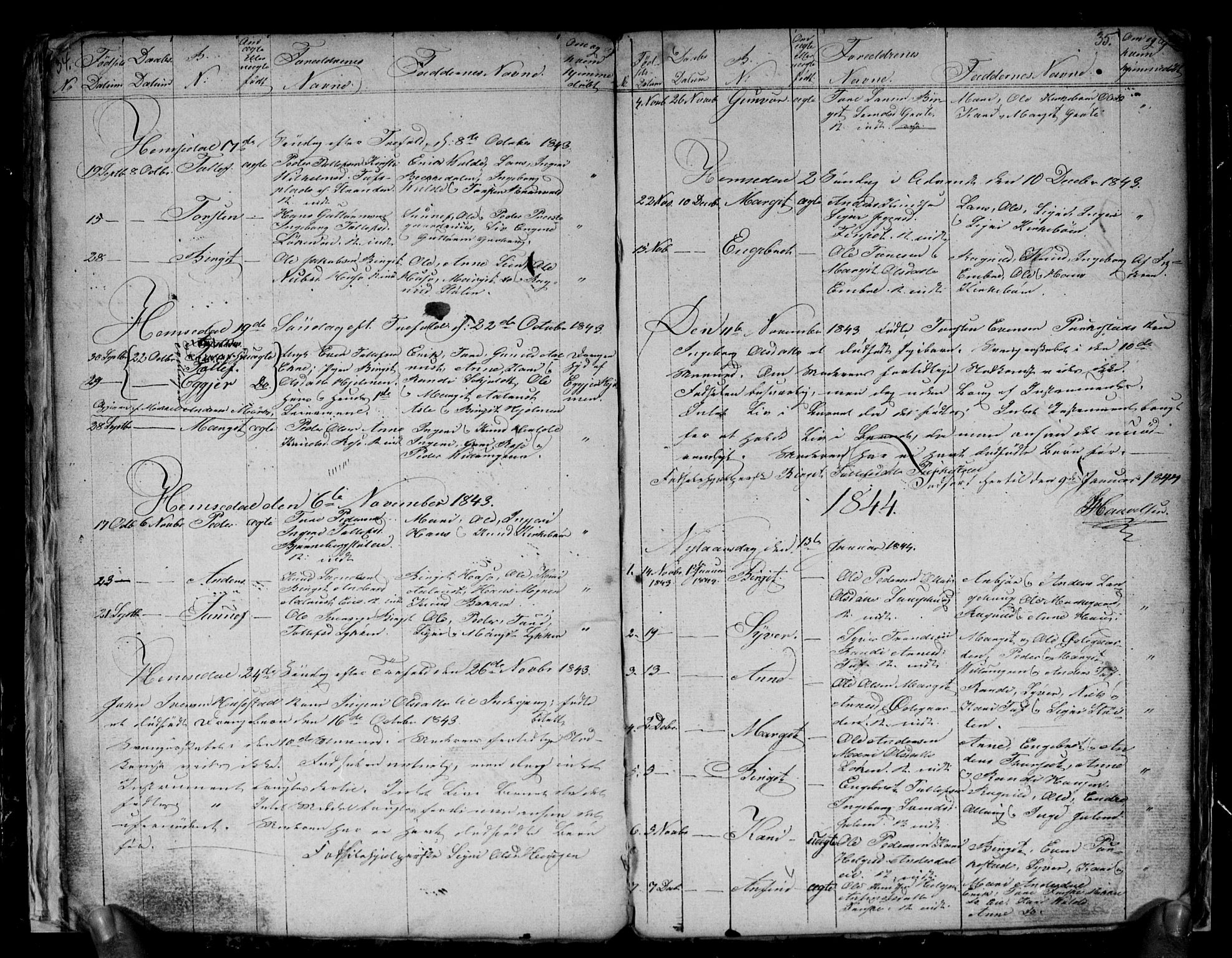 Gol kirkebøker, AV/SAKO-A-226/G/Gb/L0002: Klokkerbok nr. II 2, 1838-1844, s. 34-35