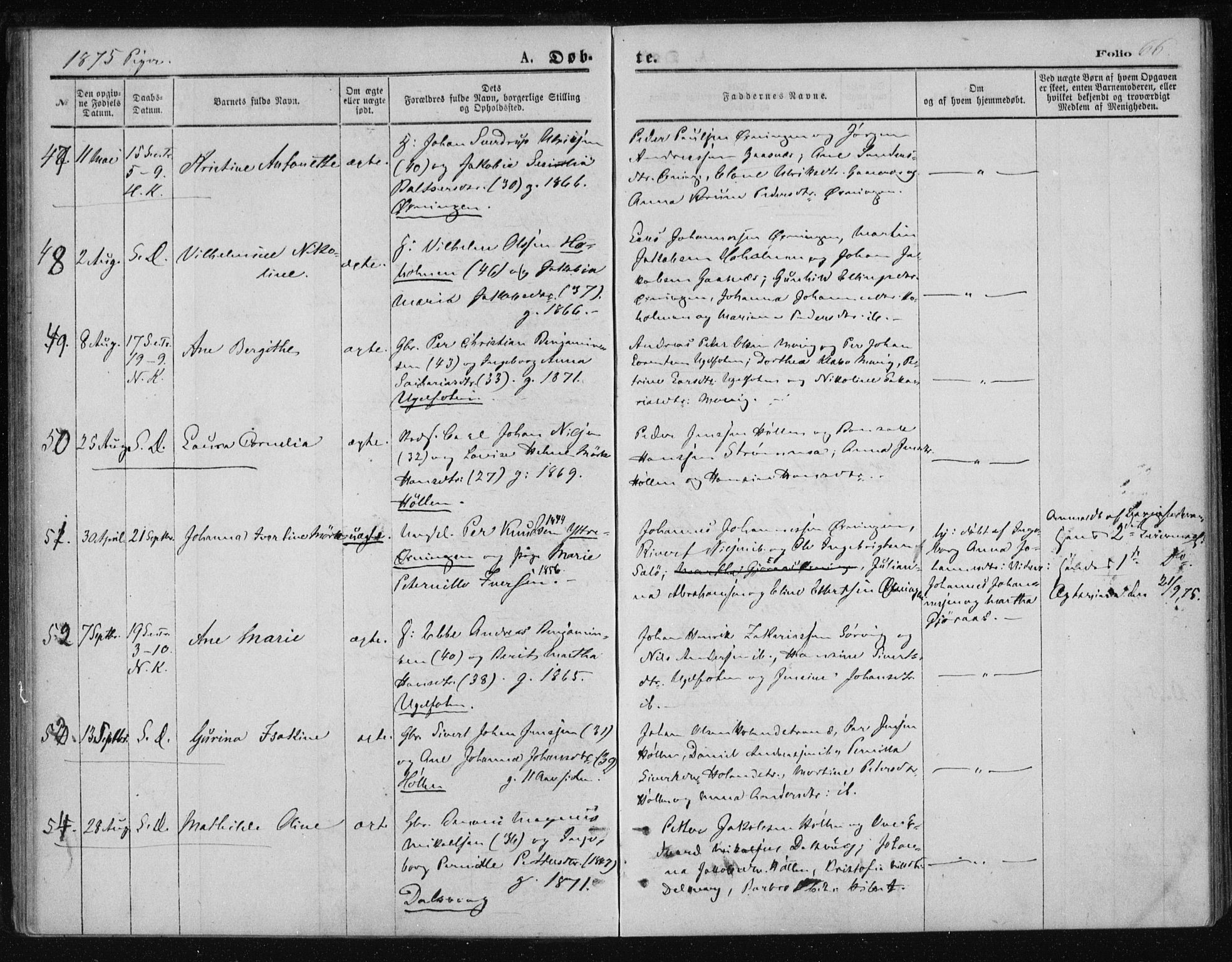 Ministerialprotokoller, klokkerbøker og fødselsregistre - Nordland, AV/SAT-A-1459/834/L0506: Ministerialbok nr. 834A04, 1872-1878, s. 66