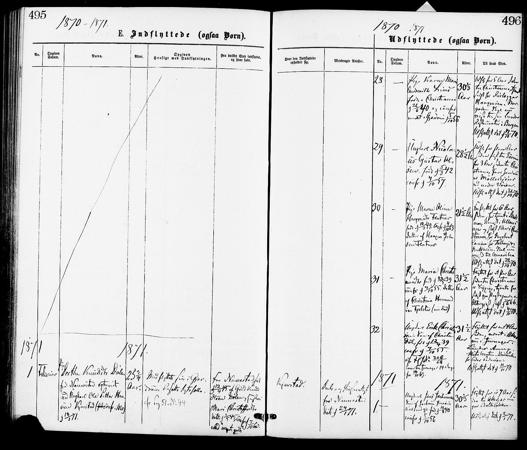 Gjerdrum prestekontor Kirkebøker, AV/SAO-A-10412b/F/Fa/L0008: Ministerialbok nr. I 8, 1867-1880, s. 495-496