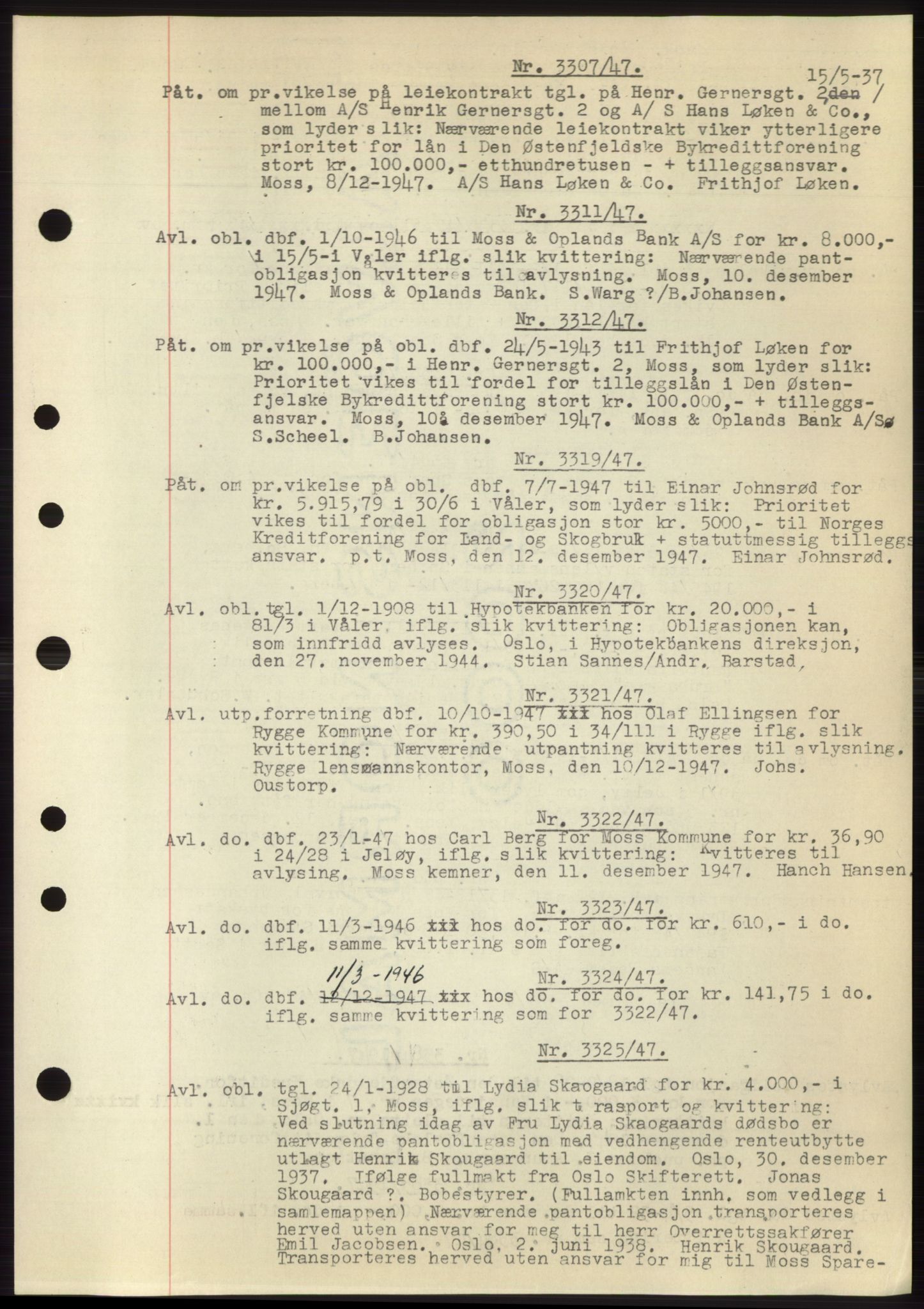 Moss sorenskriveri, SAO/A-10168: Pantebok nr. C10, 1938-1950, Dagboknr: 3307/1947