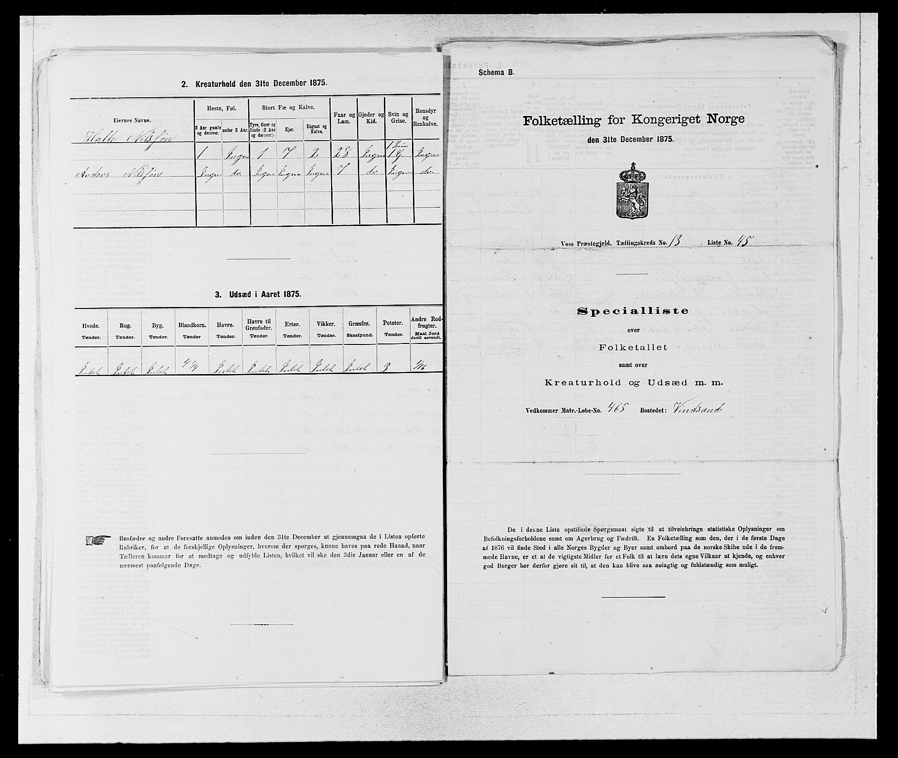 SAB, Folketelling 1875 for 1235P Voss prestegjeld, 1875, s. 1575