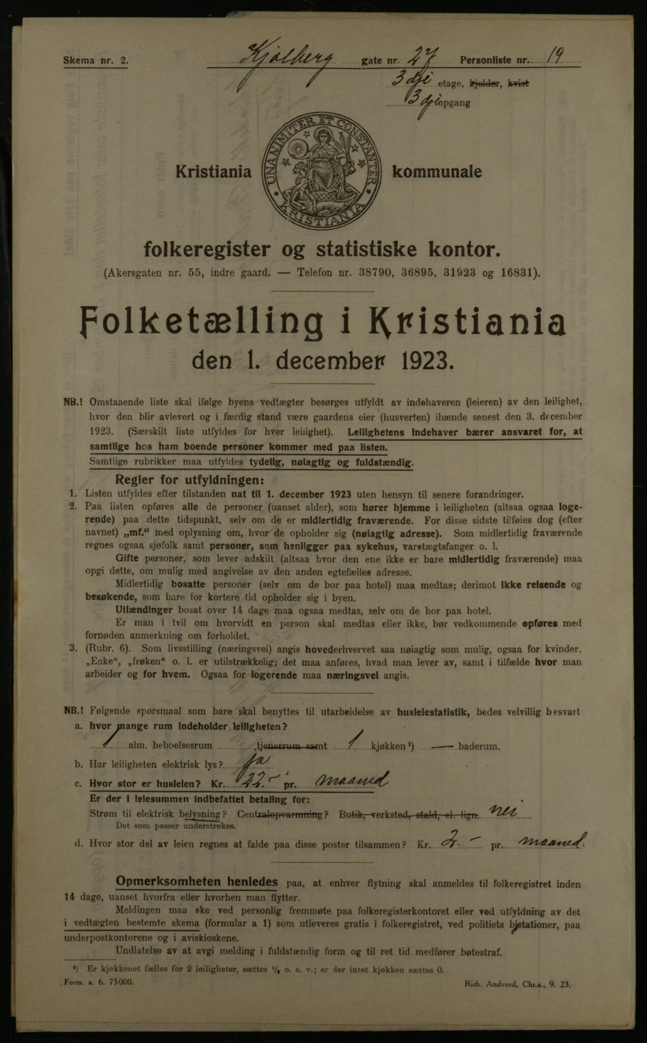 OBA, Kommunal folketelling 1.12.1923 for Kristiania, 1923, s. 58209