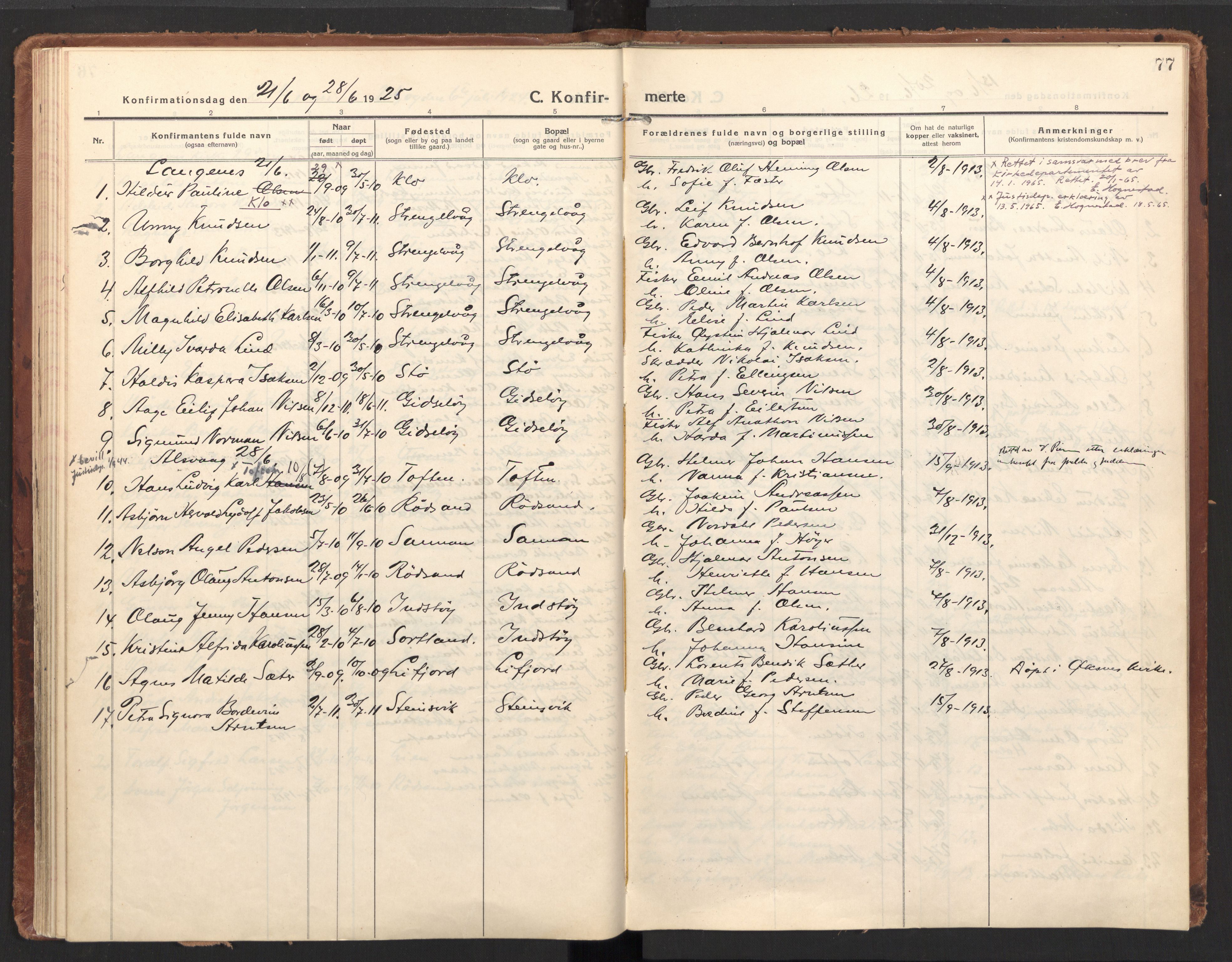 Ministerialprotokoller, klokkerbøker og fødselsregistre - Nordland, AV/SAT-A-1459/894/L1357: Ministerialbok nr. 894A03, 1913-1934, s. 77