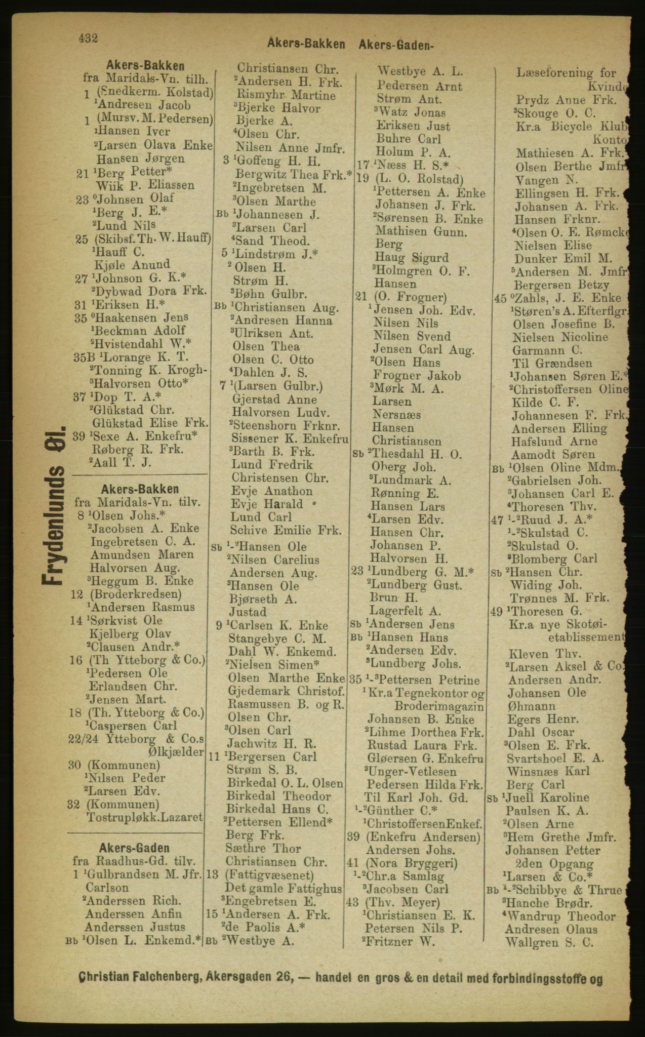 Kristiania/Oslo adressebok, PUBL/-, 1889, s. 432