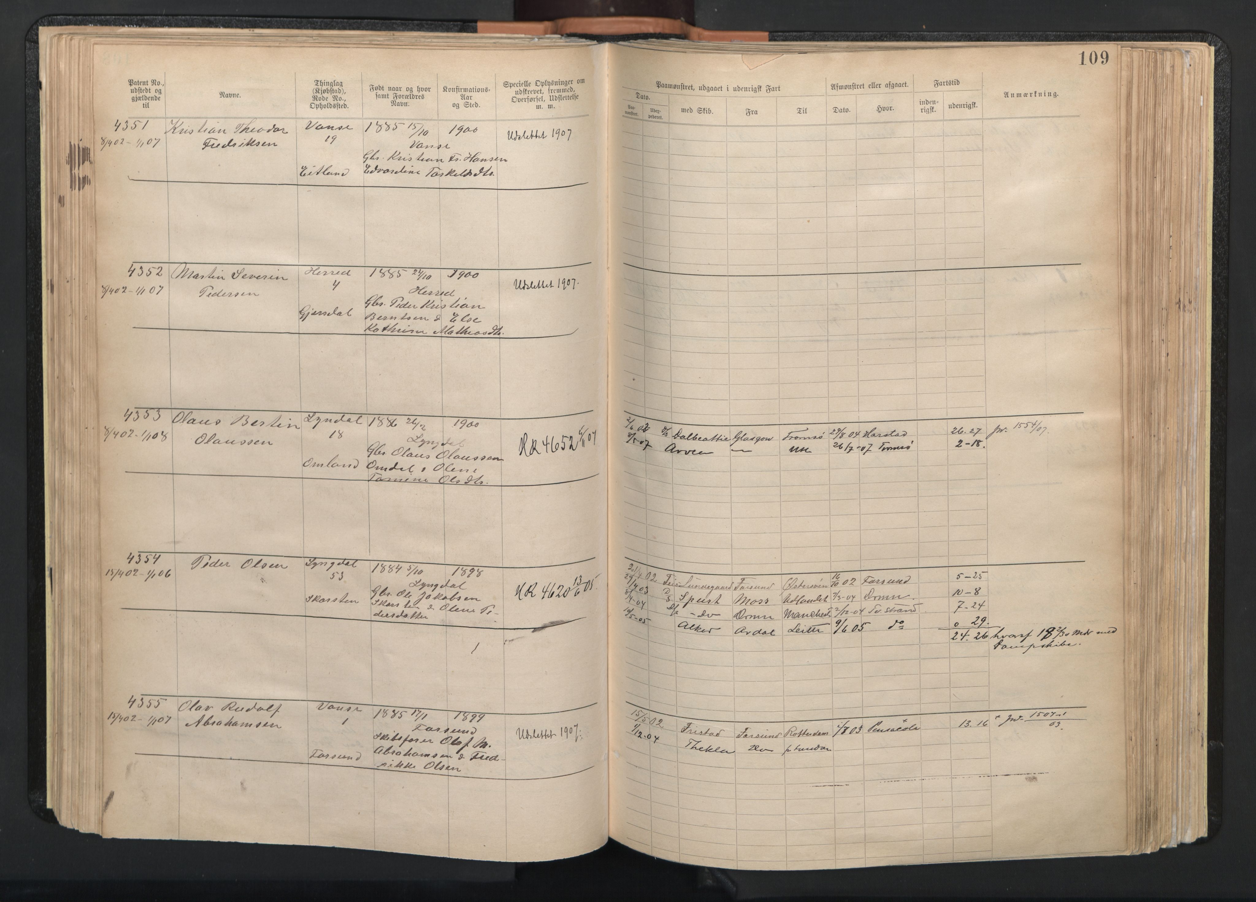 Farsund mønstringskrets, SAK/2031-0017/F/Fa/L0003: Annotasjonsrulle nr 3816-5304 med register, M-3, 1894-1948, s. 140