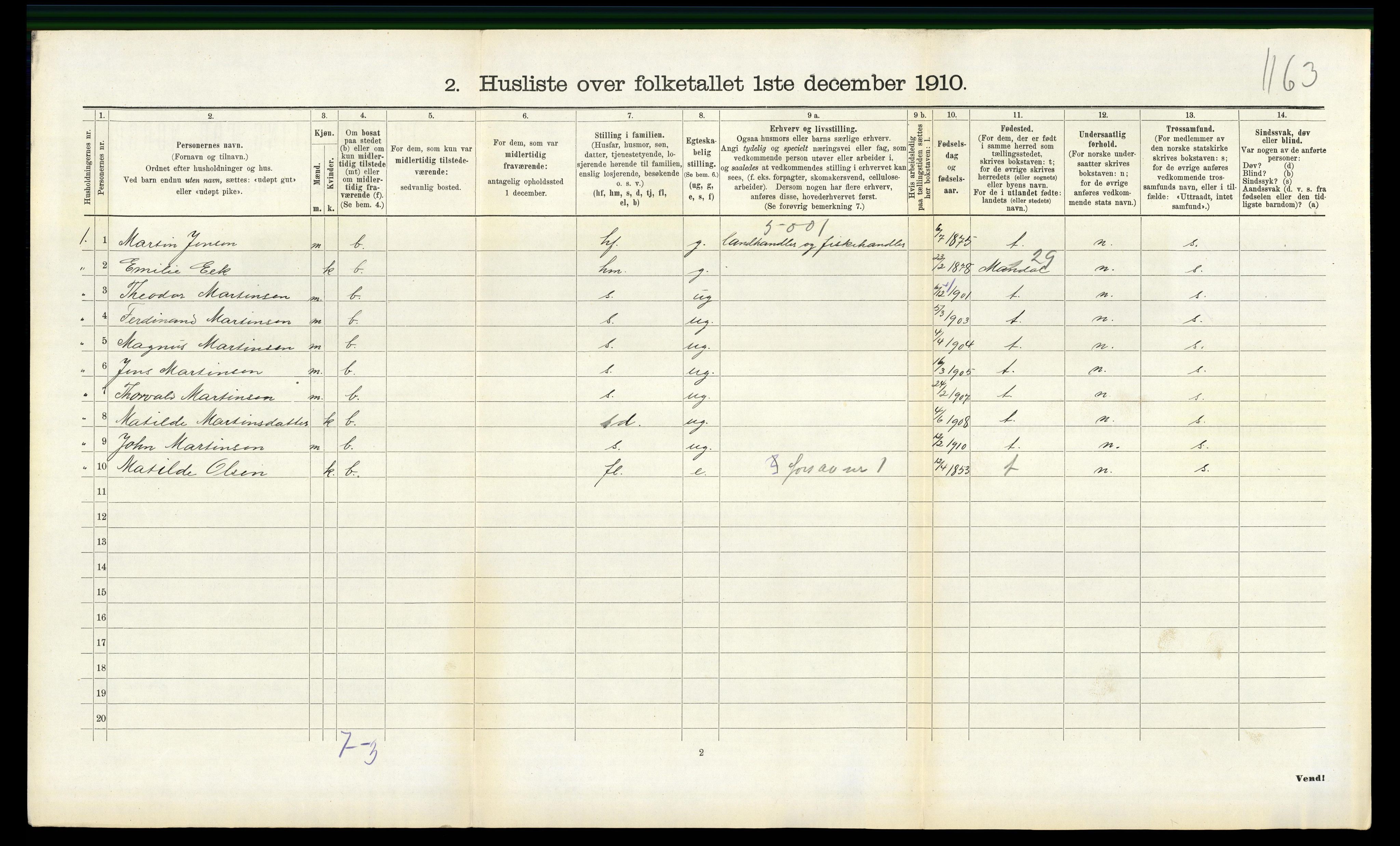 RA, Folketelling 1910 for 1019 Halse og Harkmark herred, 1910, s. 1033