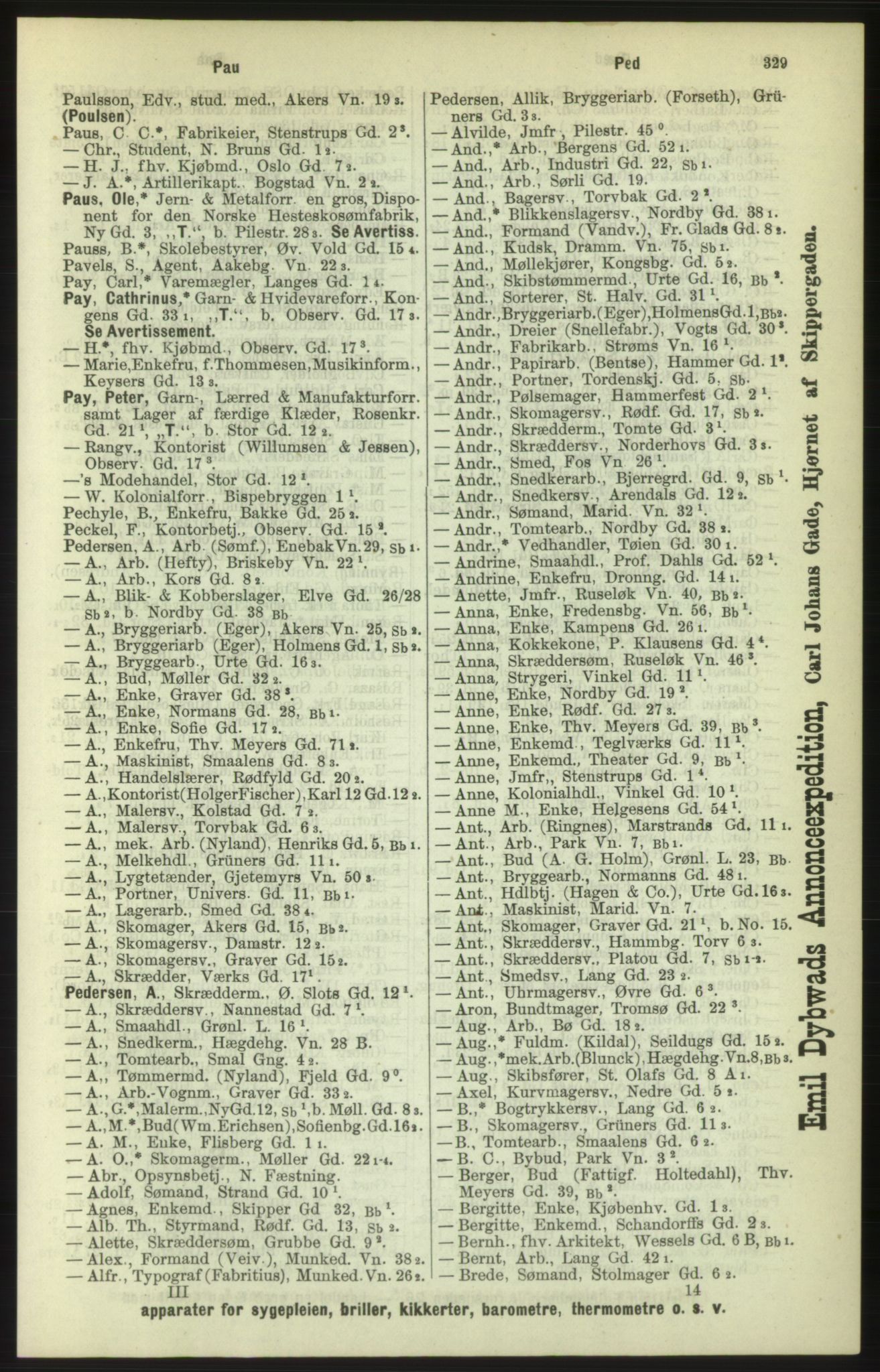 Kristiania/Oslo adressebok, PUBL/-, 1886, s. 329