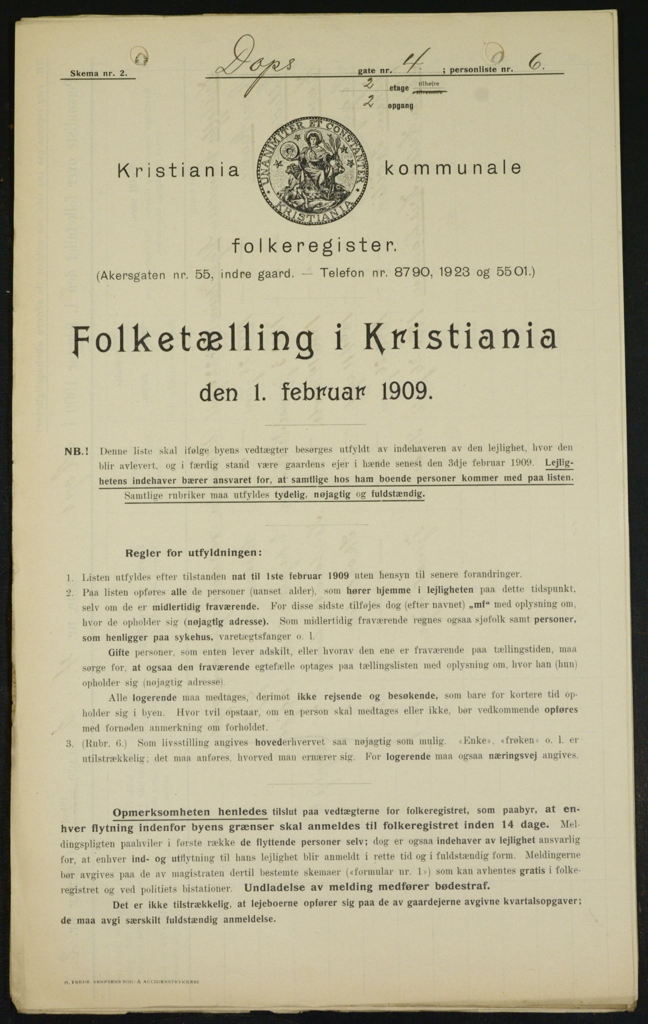 OBA, Kommunal folketelling 1.2.1909 for Kristiania kjøpstad, 1909, s. 14498