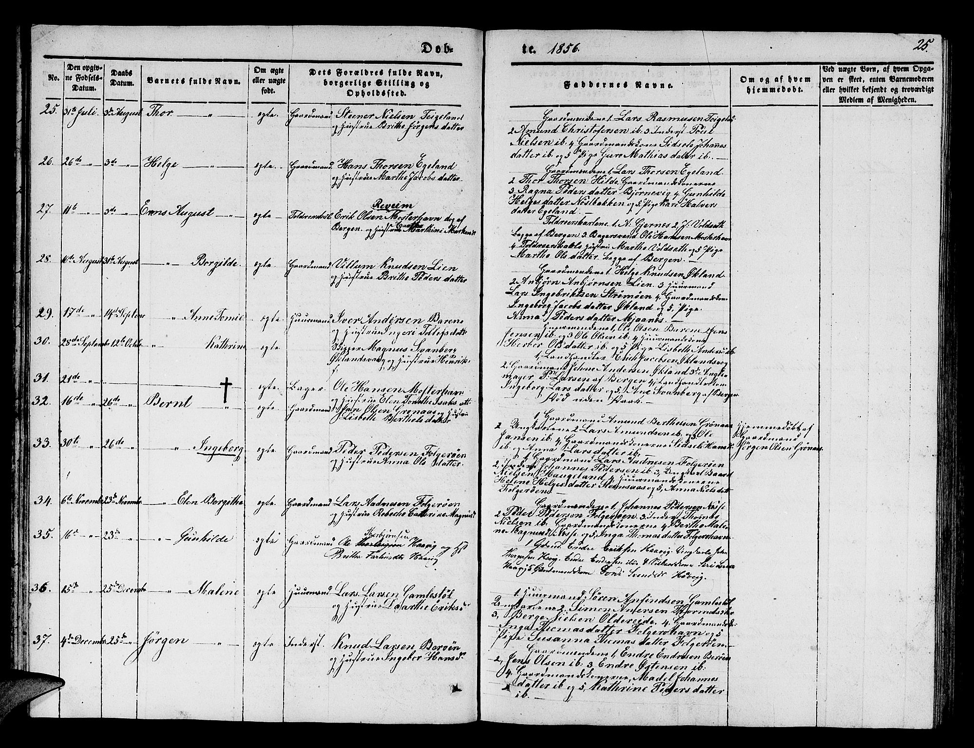 Finnås sokneprestembete, AV/SAB-A-99925/H/Ha/Hab/Haba/L0001: Klokkerbok nr. A 1, 1851-1873, s. 25