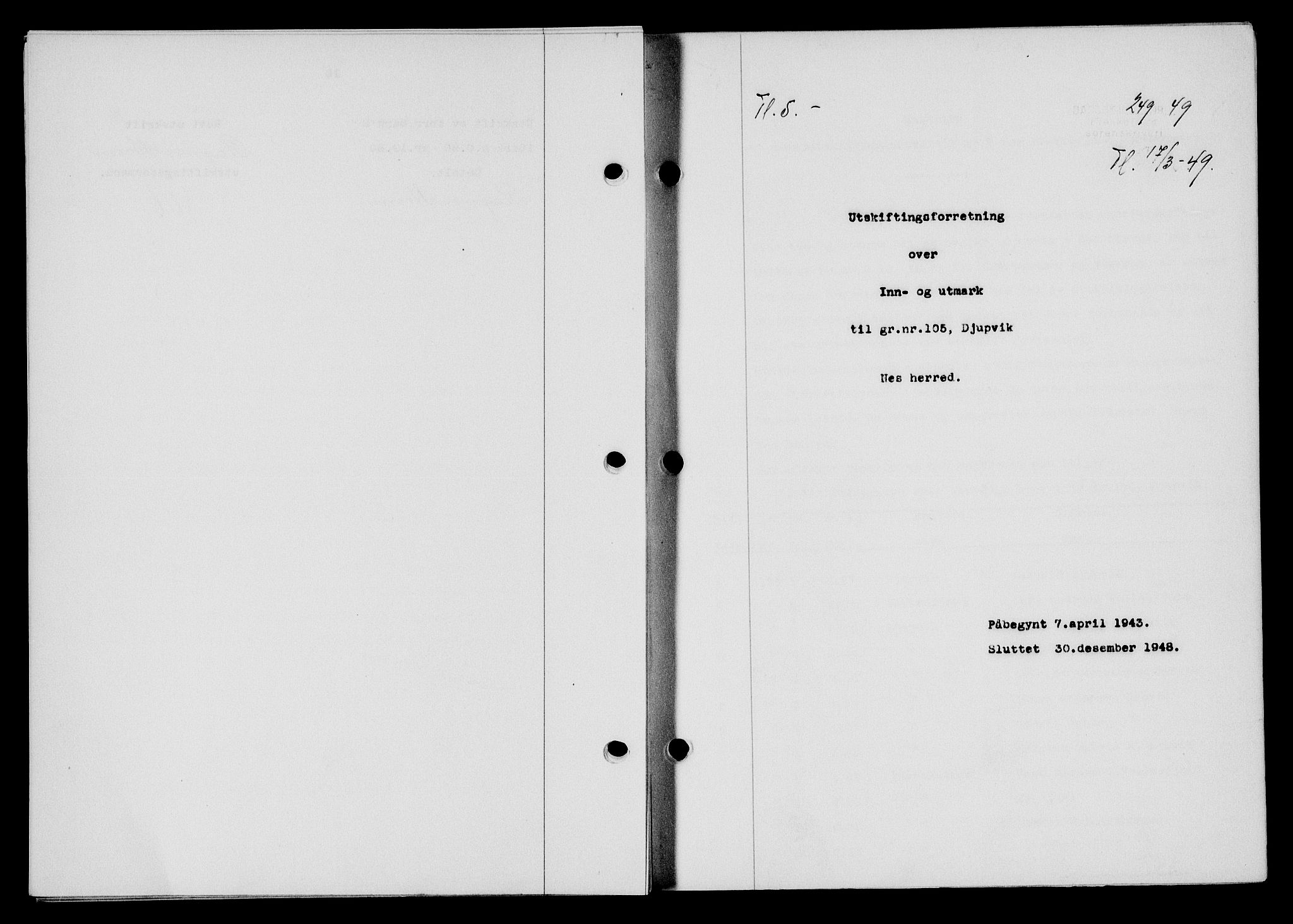 Flekkefjord sorenskriveri, SAK/1221-0001/G/Gb/Gba/L0064: Pantebok nr. A-12, 1948-1949, Dagboknr: 249/1949