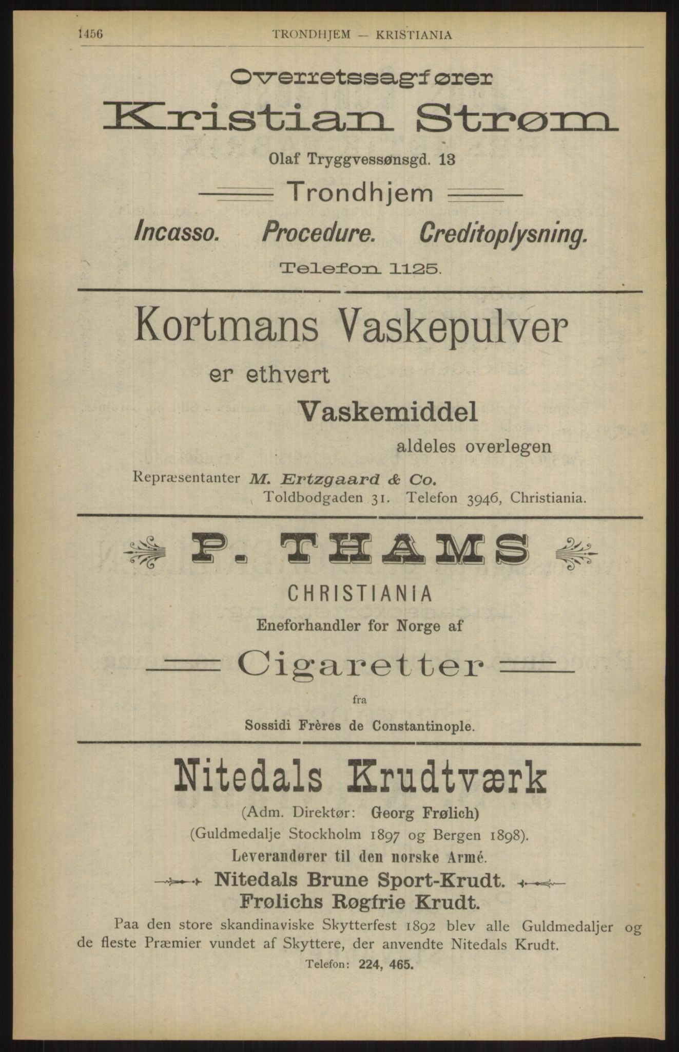 Kristiania/Oslo adressebok, PUBL/-, 1904, s. 1456