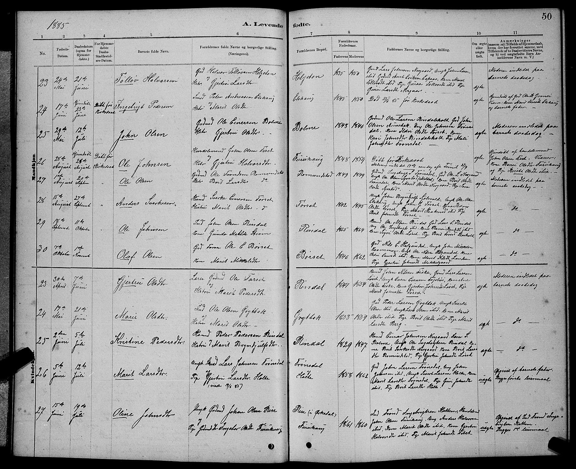 Ministerialprotokoller, klokkerbøker og fødselsregistre - Møre og Romsdal, AV/SAT-A-1454/598/L1077: Klokkerbok nr. 598C02, 1879-1891, s. 50