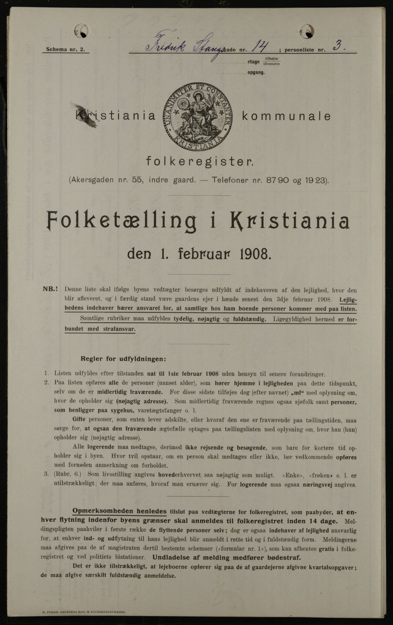 OBA, Kommunal folketelling 1.2.1908 for Kristiania kjøpstad, 1908, s. 24069