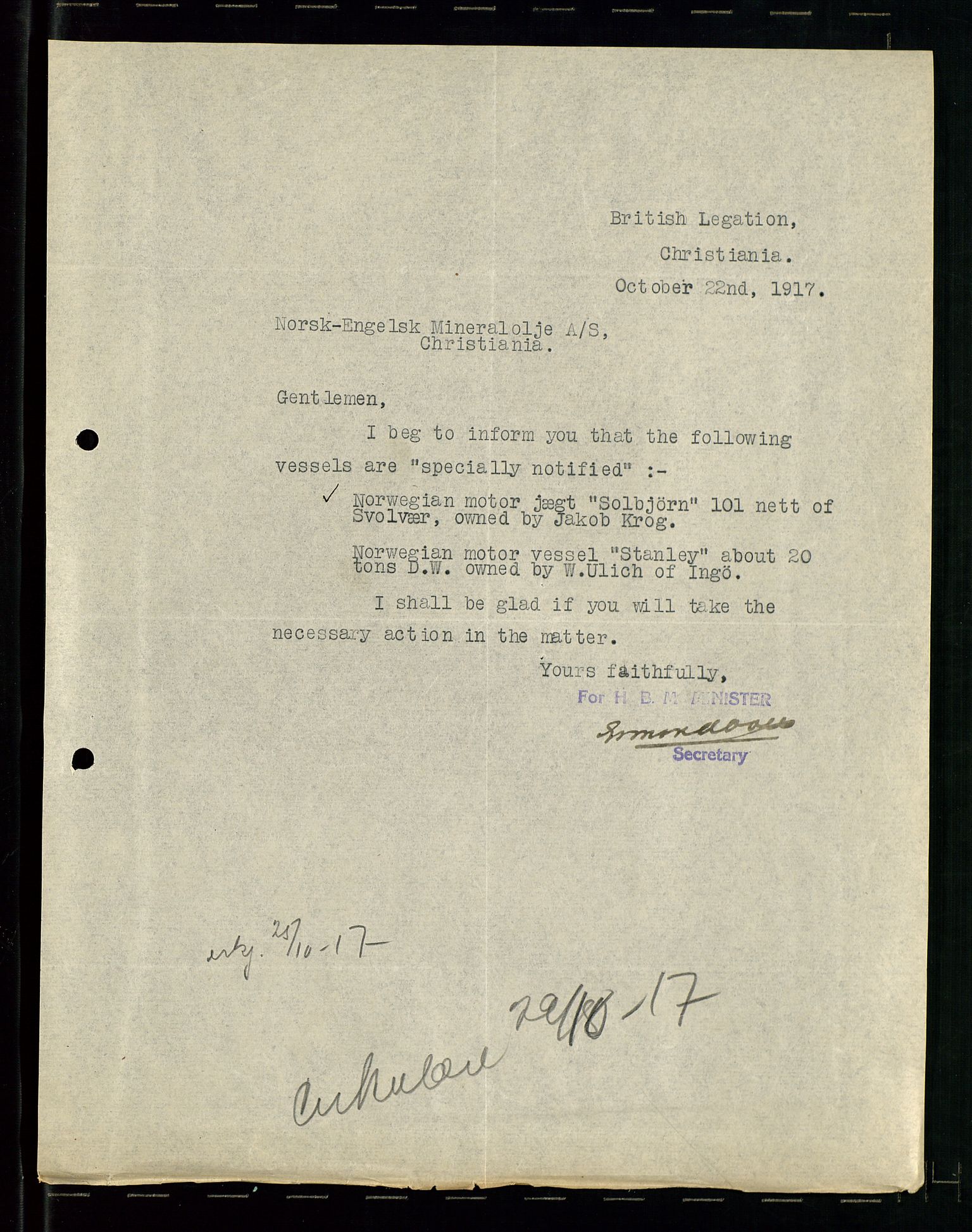 Pa 1521 - A/S Norske Shell, SAST/A-101915/E/Ea/Eaa/L0001: Sjefskorrespondanse, 1917, s. 711